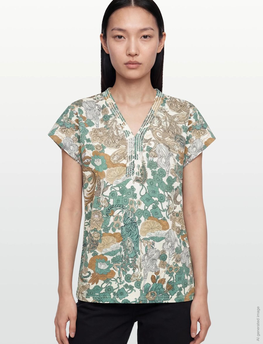 Soyaconcept - SC-FELICITY AOP - t-shirts - 7505c frosty spruce combi - 3