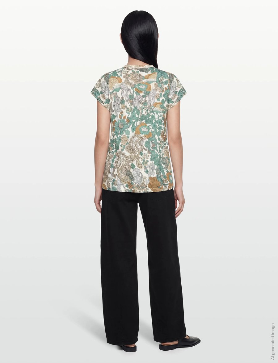 Soyaconcept - SC-FELICITY AOP - t-shirts - 7505c frosty spruce combi - 4