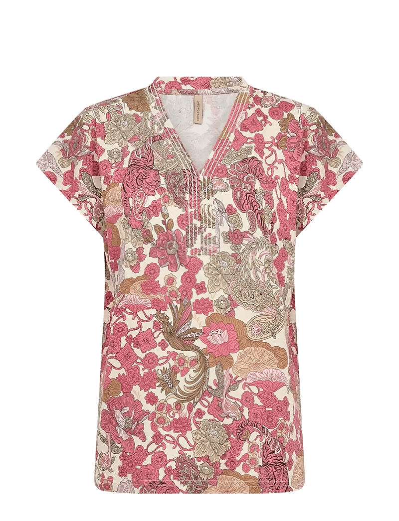 Soyaconcept - SC-FELICITY AOP - t-shirts - 4390 rapture rose combi - 0