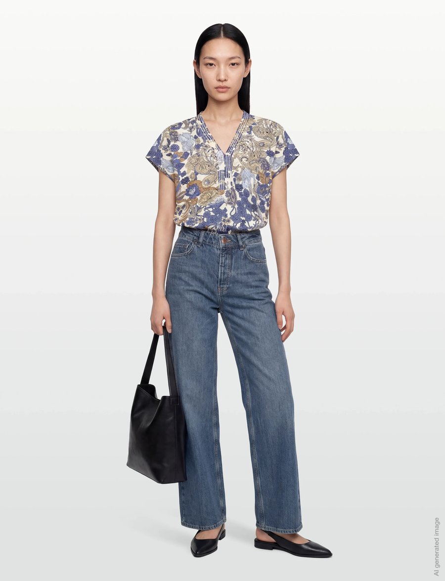 Soyaconcept - SC-FELICITY AOP - t-shirts - 6910 navy combi - 0