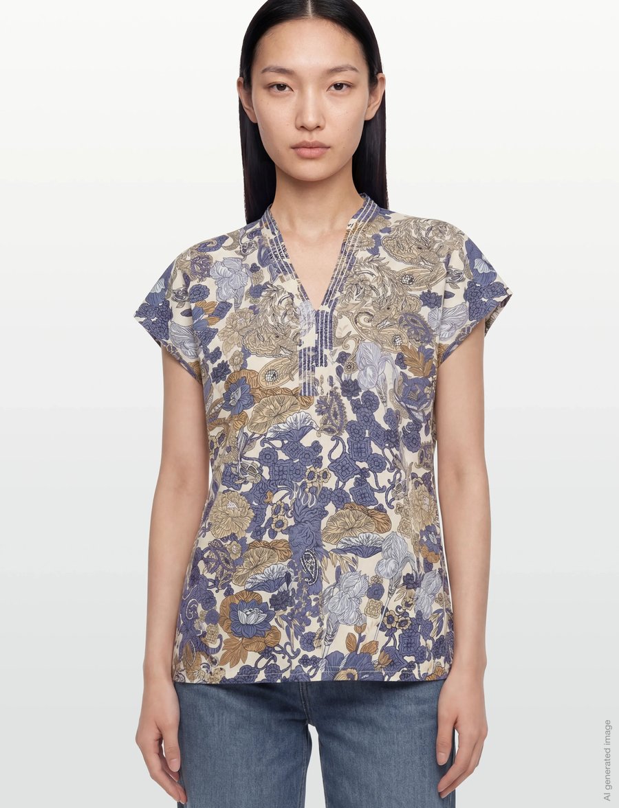 Soyaconcept - SC-FELICITY AOP - t-shirts - 6910 navy combi - 3