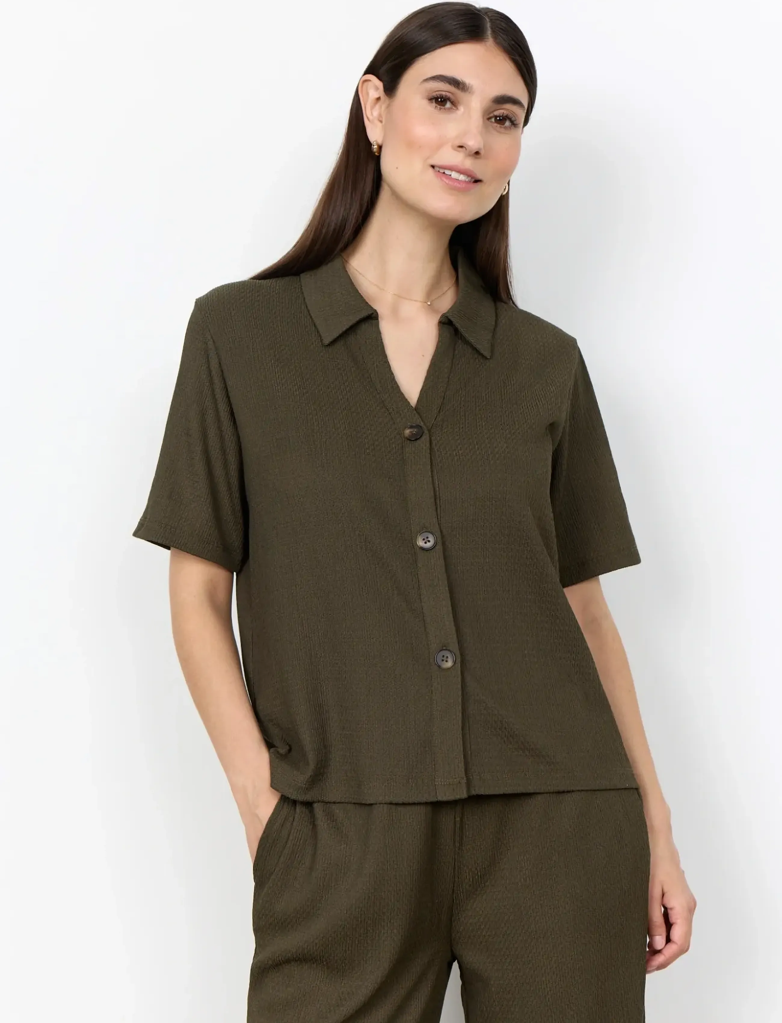 Soyaconcept SC-DELAL - Kurzärmlige Hemden - 7920 DARK ARMY / khaki/green