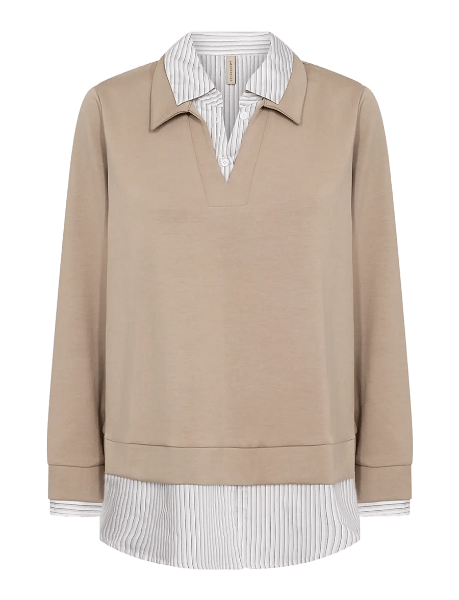 Soyaconcept - SC-BANU - langärmelige blusen - 8030 camel combi - 1