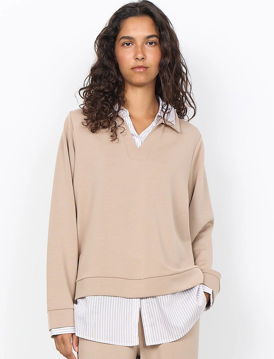 Soyaconcept - SC-BANU - langärmelige blusen - 8030 camel combi - 0