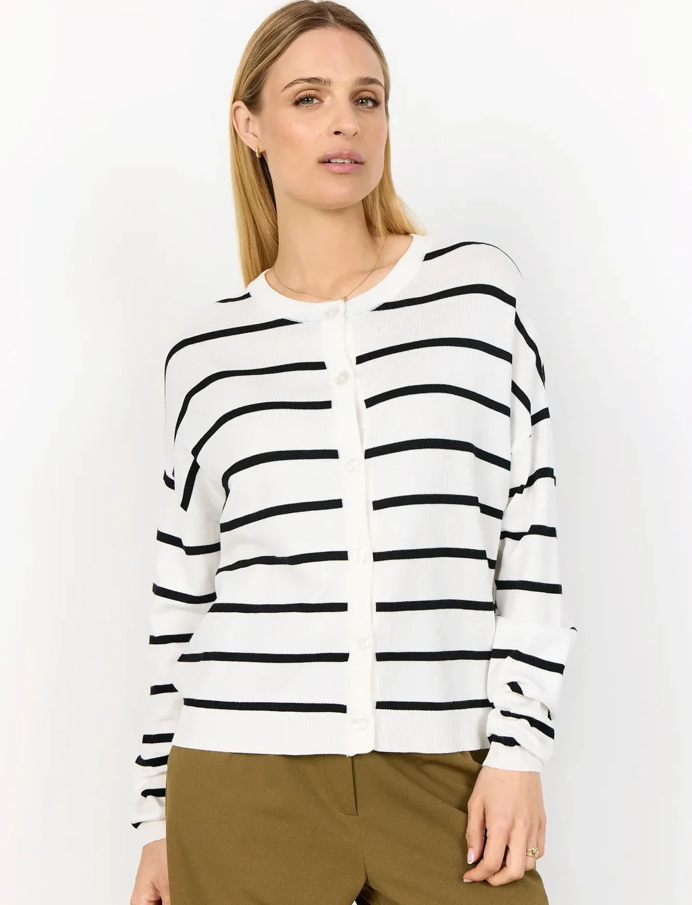 Soyaconcept - SC-DOLLIE STRIPE - kardiganid - 1100 offwhite combi - 0
