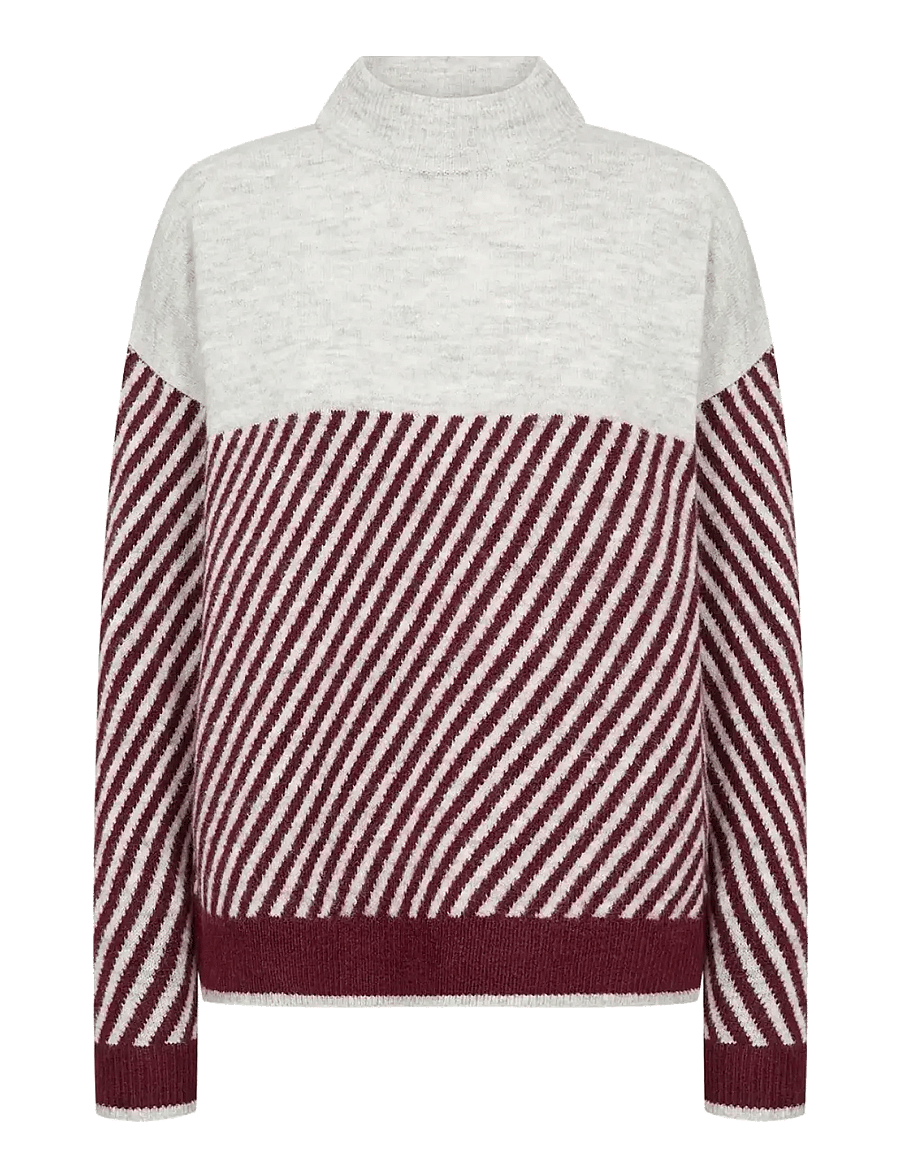 Soyaconcept - SC-NESSIE STRIPE - pullover - 94850c dark red mel combi - 1