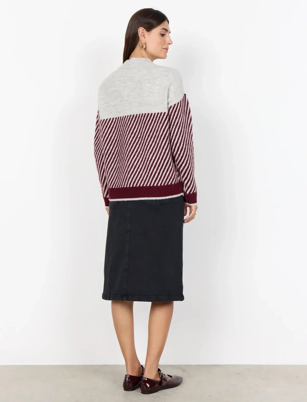 Soyaconcept - SC-NESSIE STRIPE - striktrøjer - 94850c dark red mel combi - 3