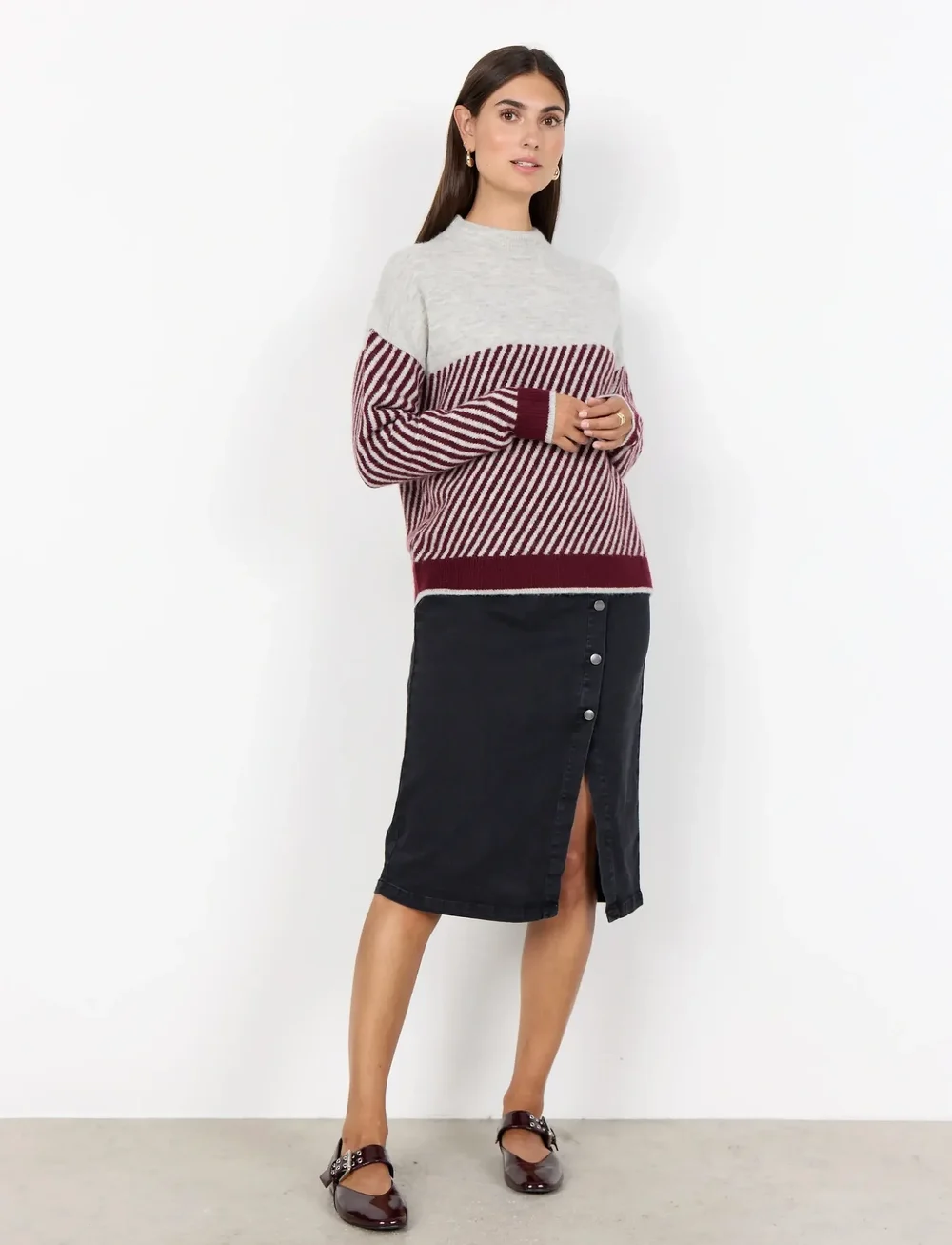 Soyaconcept - SC-NESSIE STRIPE - striktrøjer - 94850c dark red mel combi - 4