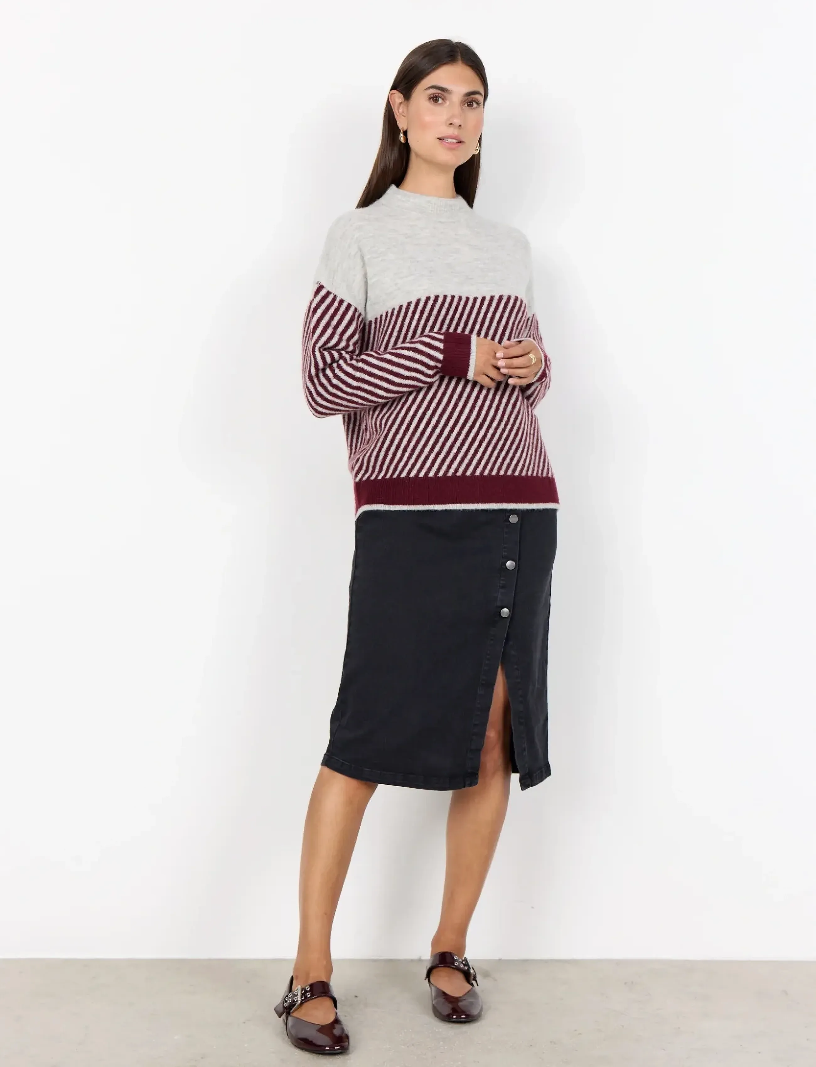 Soyaconcept - SC-NESSIE STRIPE - swetry - 94850c dark red mel combi - 4