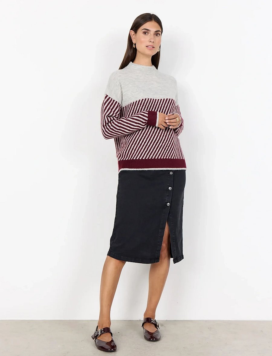 Soyaconcept - SC-NESSIE STRIPE - pullover - 94850c dark red mel combi - 4