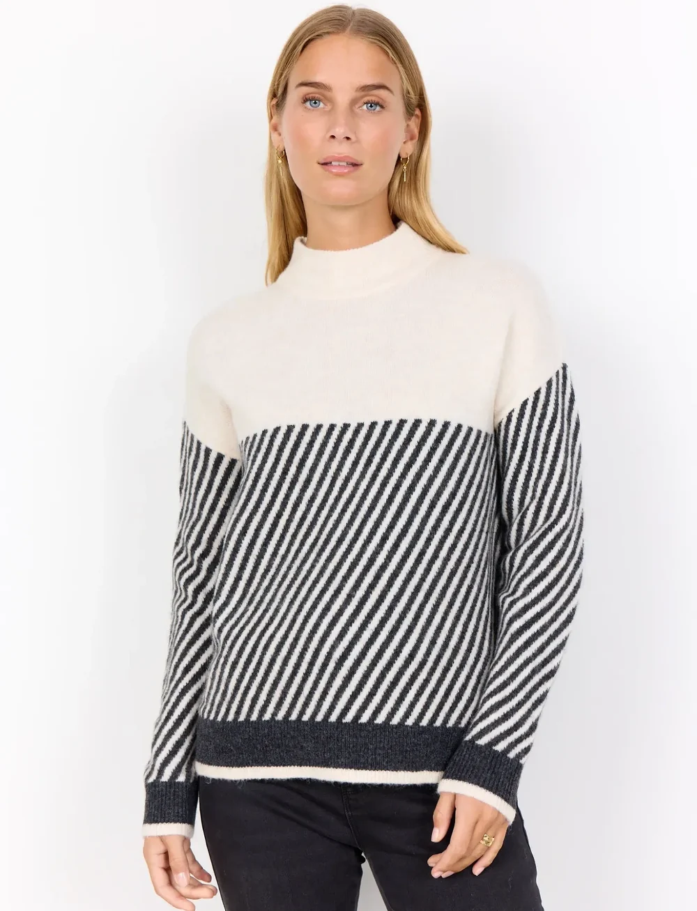 Soyaconcept - SC-NESSIE STRIPE - striktrøjer - 91620 cream melange combi - 0