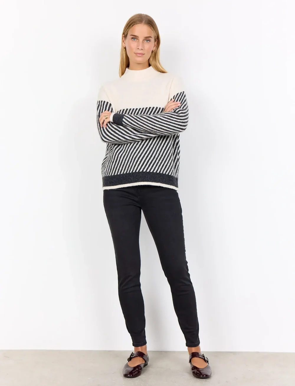 Soyaconcept - SC-NESSIE STRIPE - striktrøjer - 91620 cream melange combi - 4