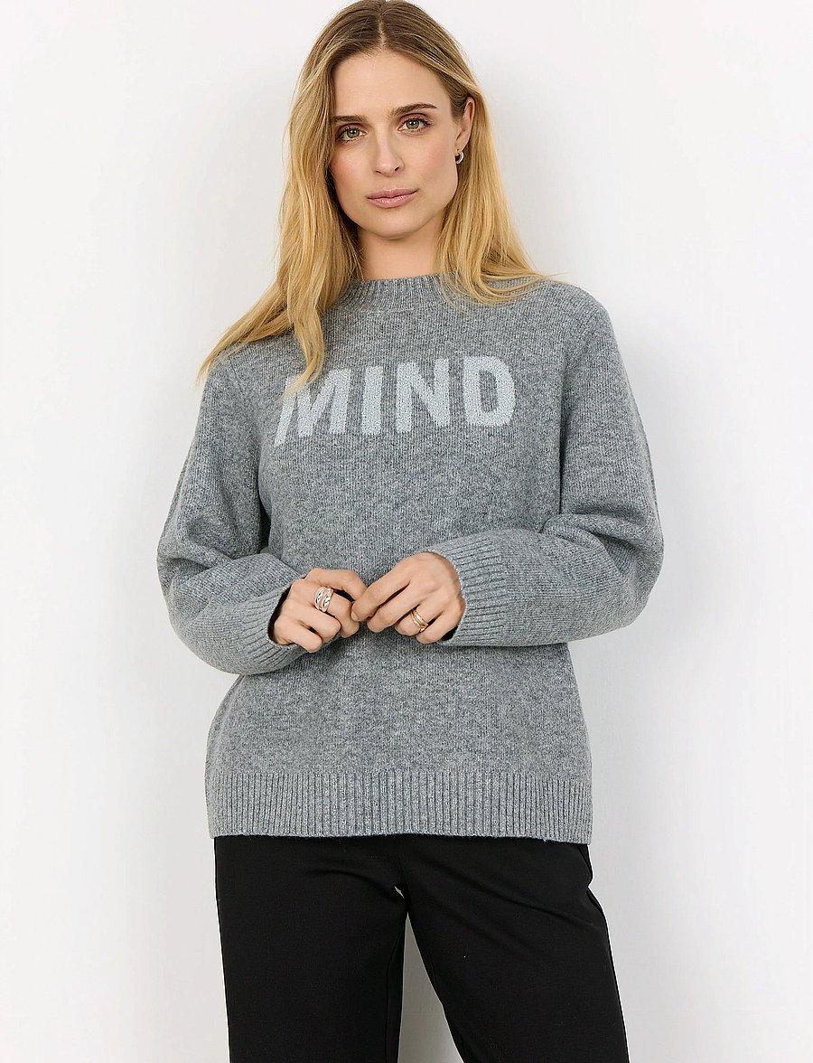 Soyaconcept - SC-AUDREY - stickade tröjor - 99470 med. grey melange combi - 0