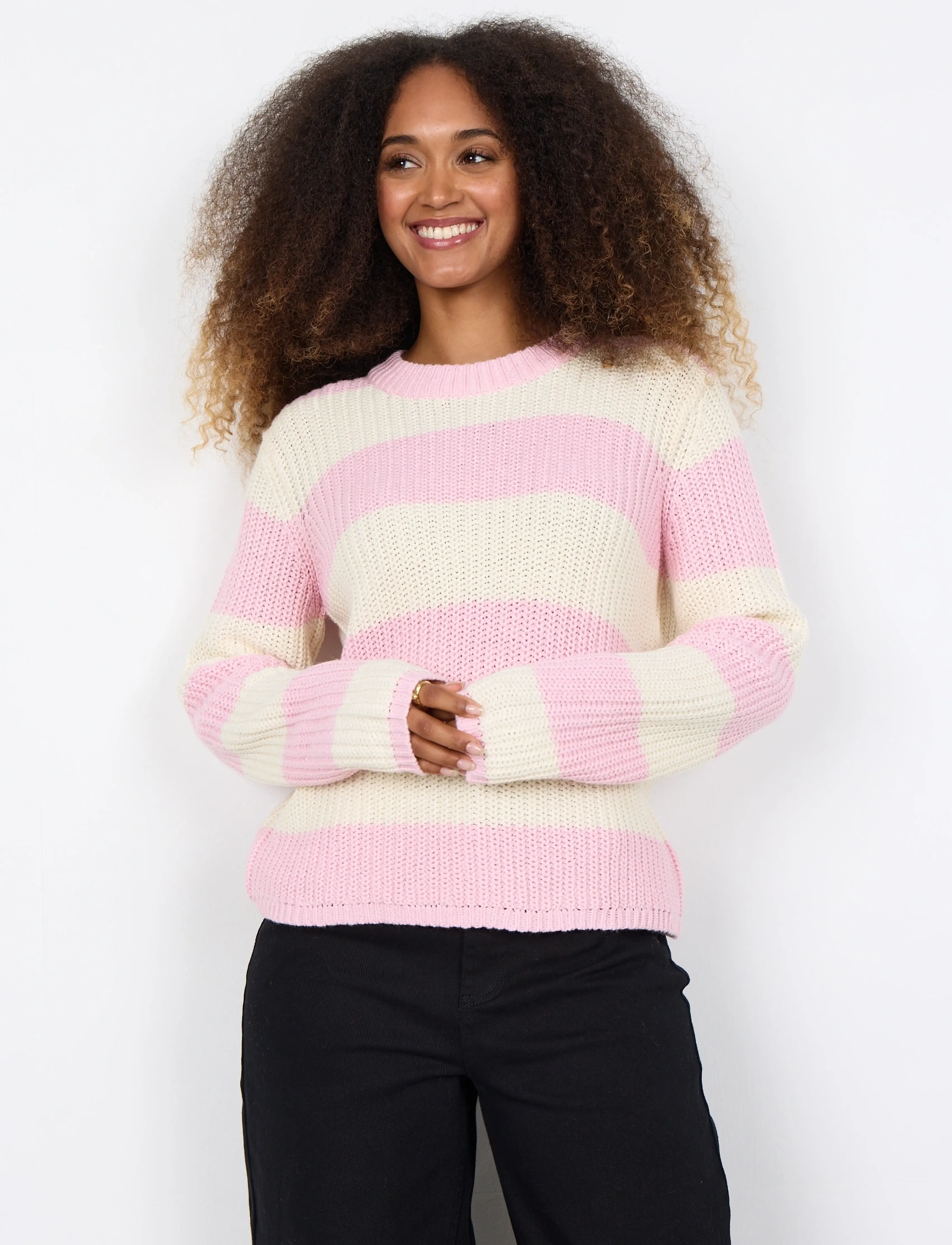 Soyaconcept Sc-Remone Stripe, L, Knitwear, Rosa - Jumpers, Frauen