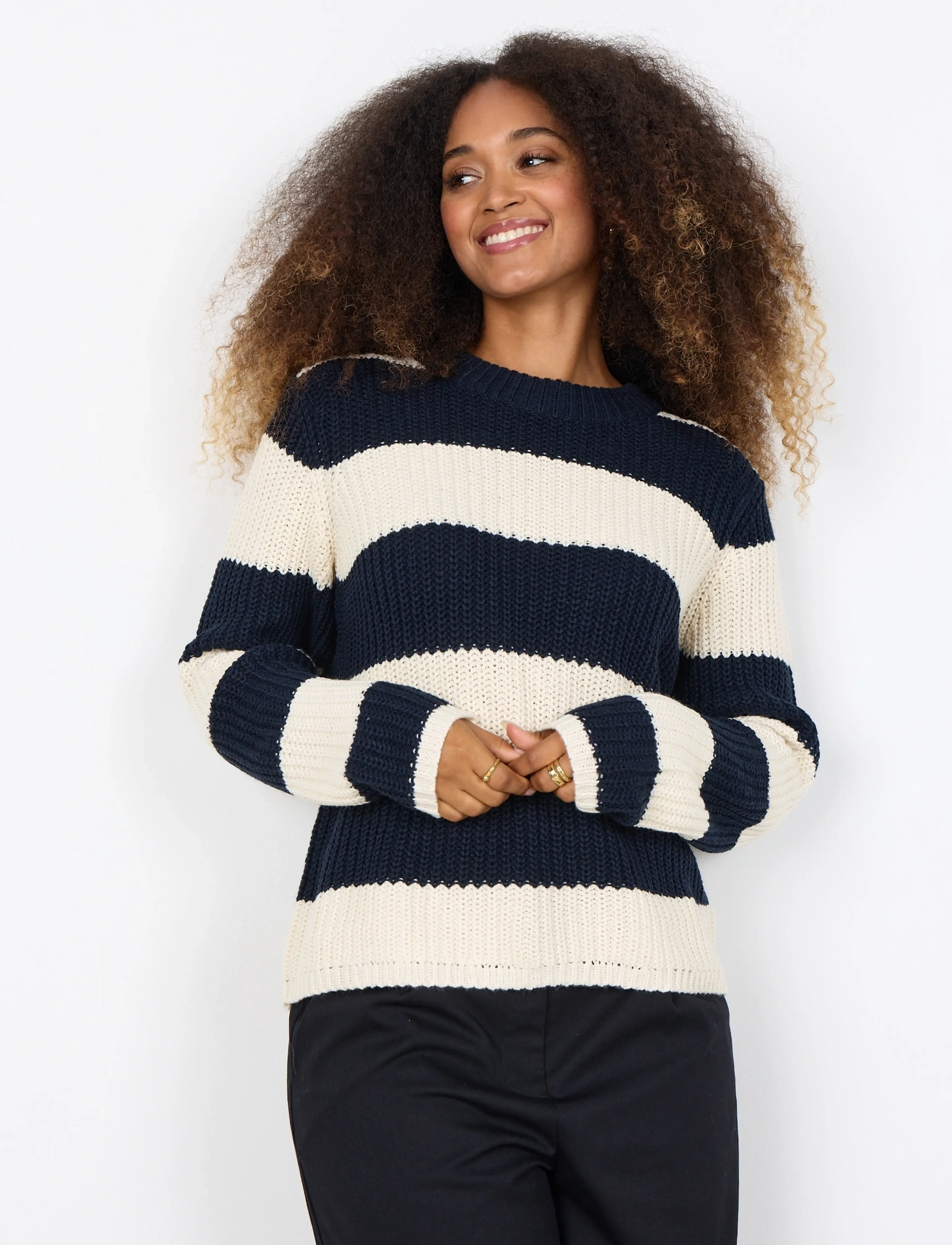 Soyaconcept Sc-Remone Stripe, S, Knitwear, Marineblau - Jumpers, Frauen