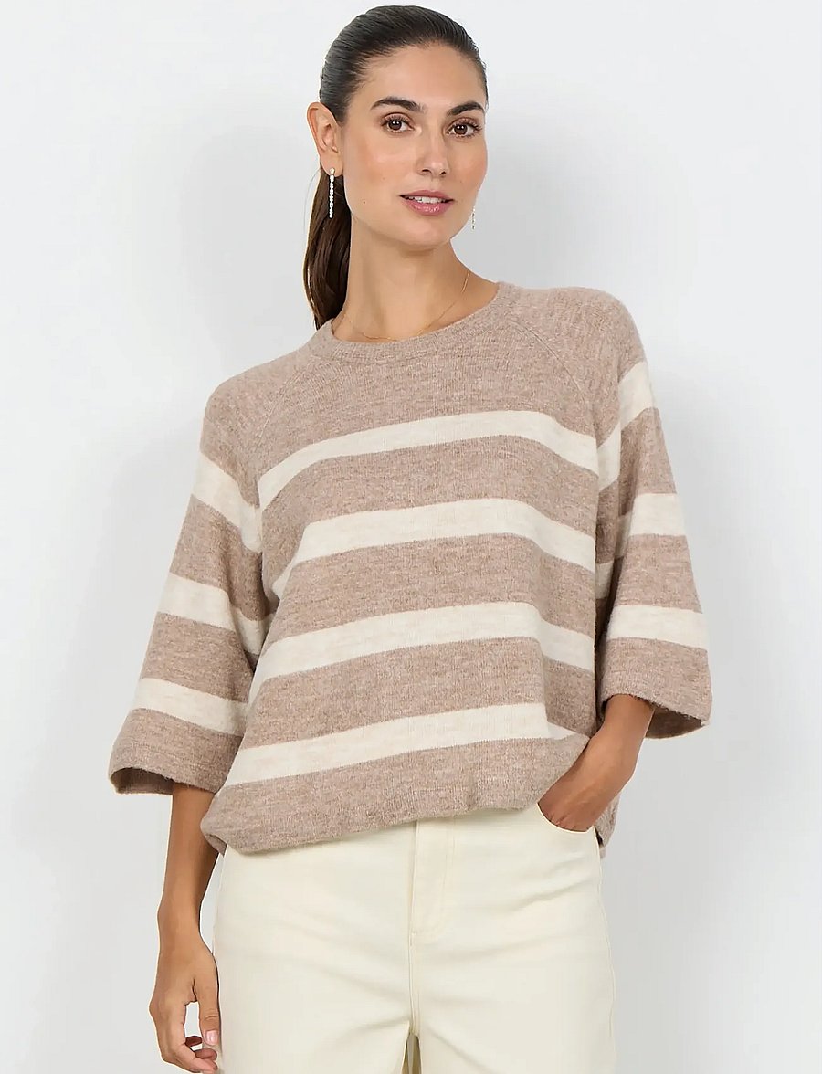 Soyaconcept - SC-ORLEAN STRIPE - pullover - 98008c sand melange combi - 0