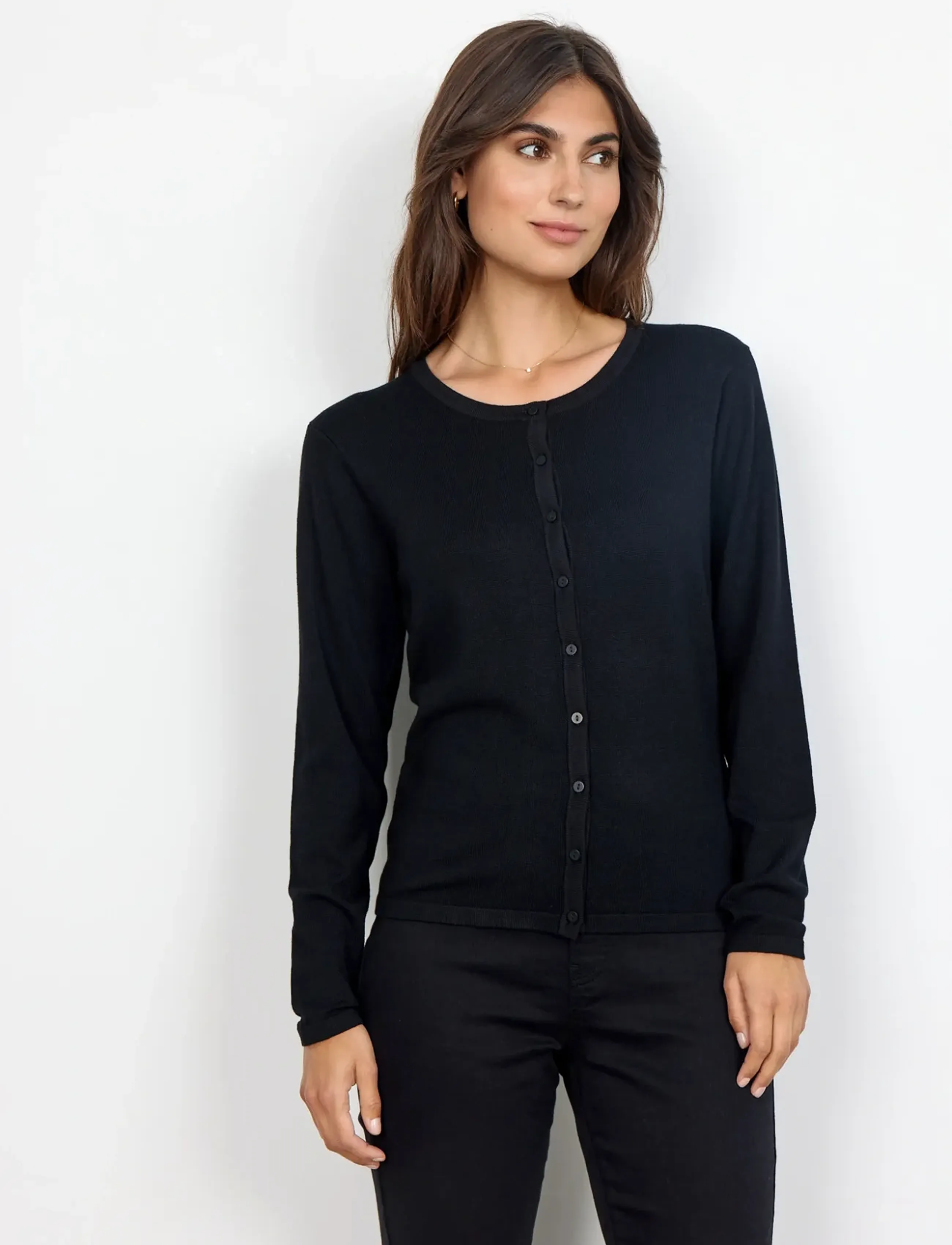 Soyaconcept Sc-Dollie, Kvinder, Cardigan Med Knapper, Sort, Str: XS