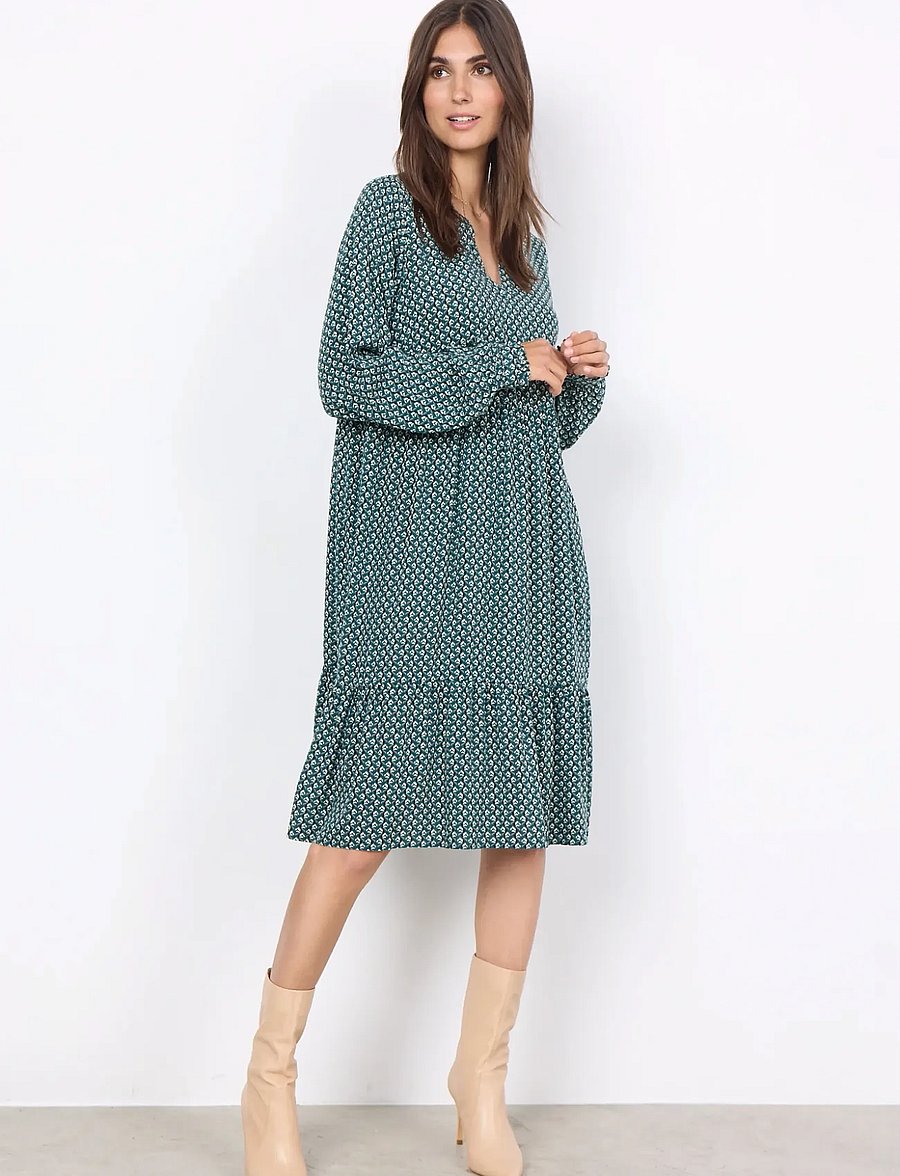 Soyaconcept - SC-TALITA - midi kjólar - shady green combi - 4
