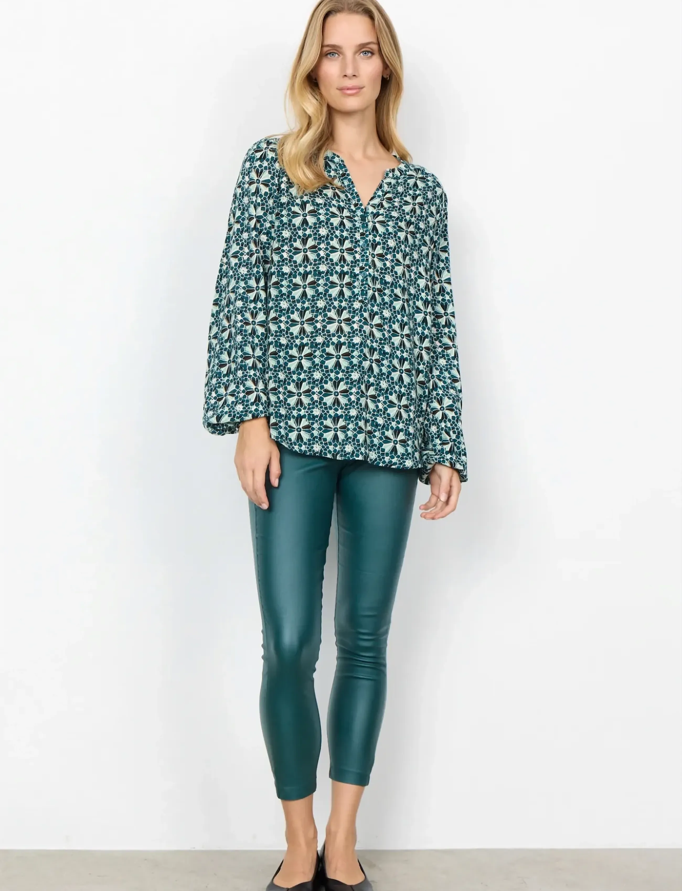 Soyaconcept - SC-TAMRA - langærmede bluser - shady green combi - 4
