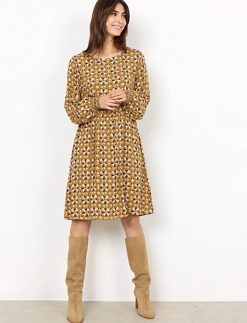 Soyaconcept - SC-TAMRA - midi kjoler - golden yellow combi - 4