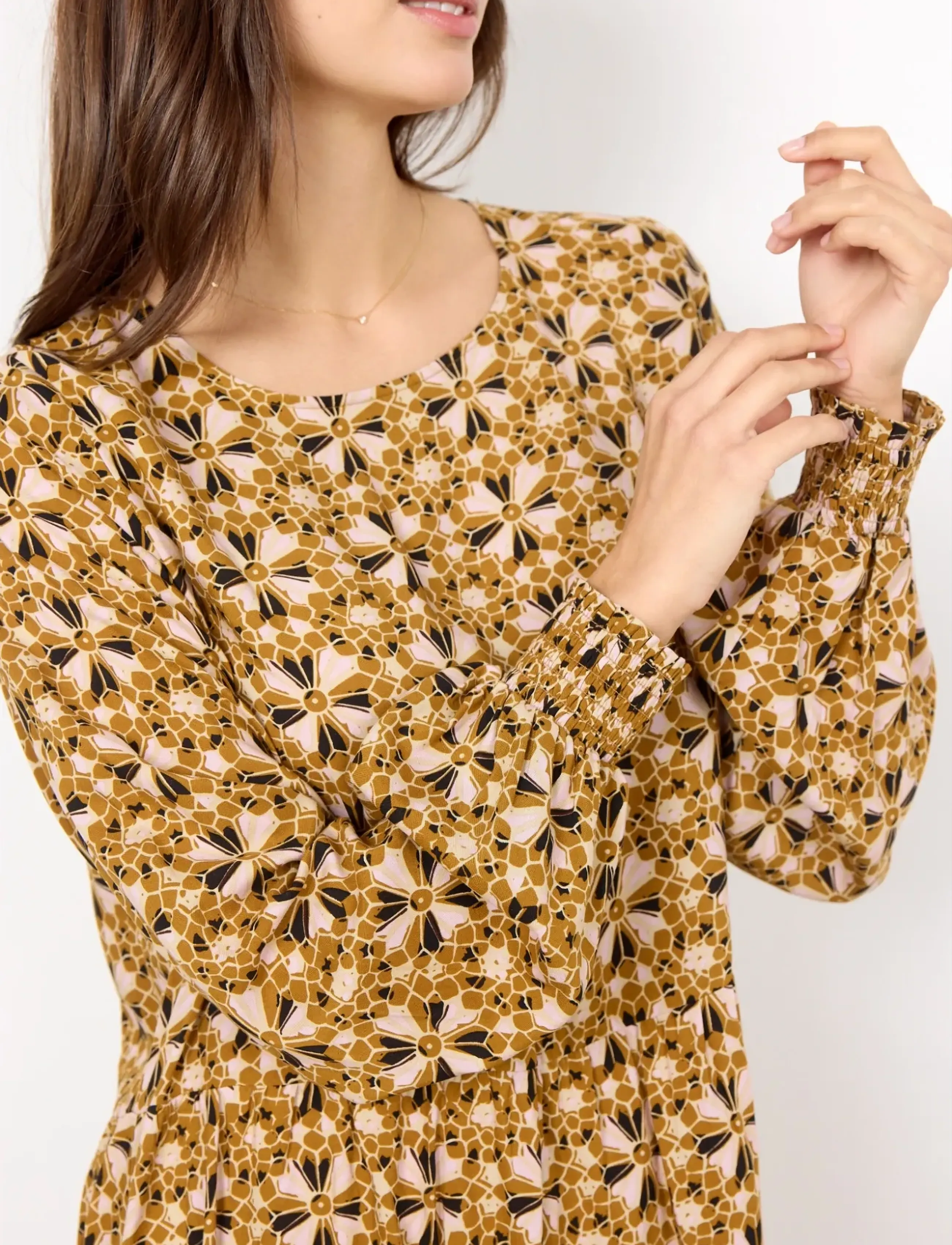 Soyaconcept - SC-TAMRA - robes midi - golden yellow combi - 5