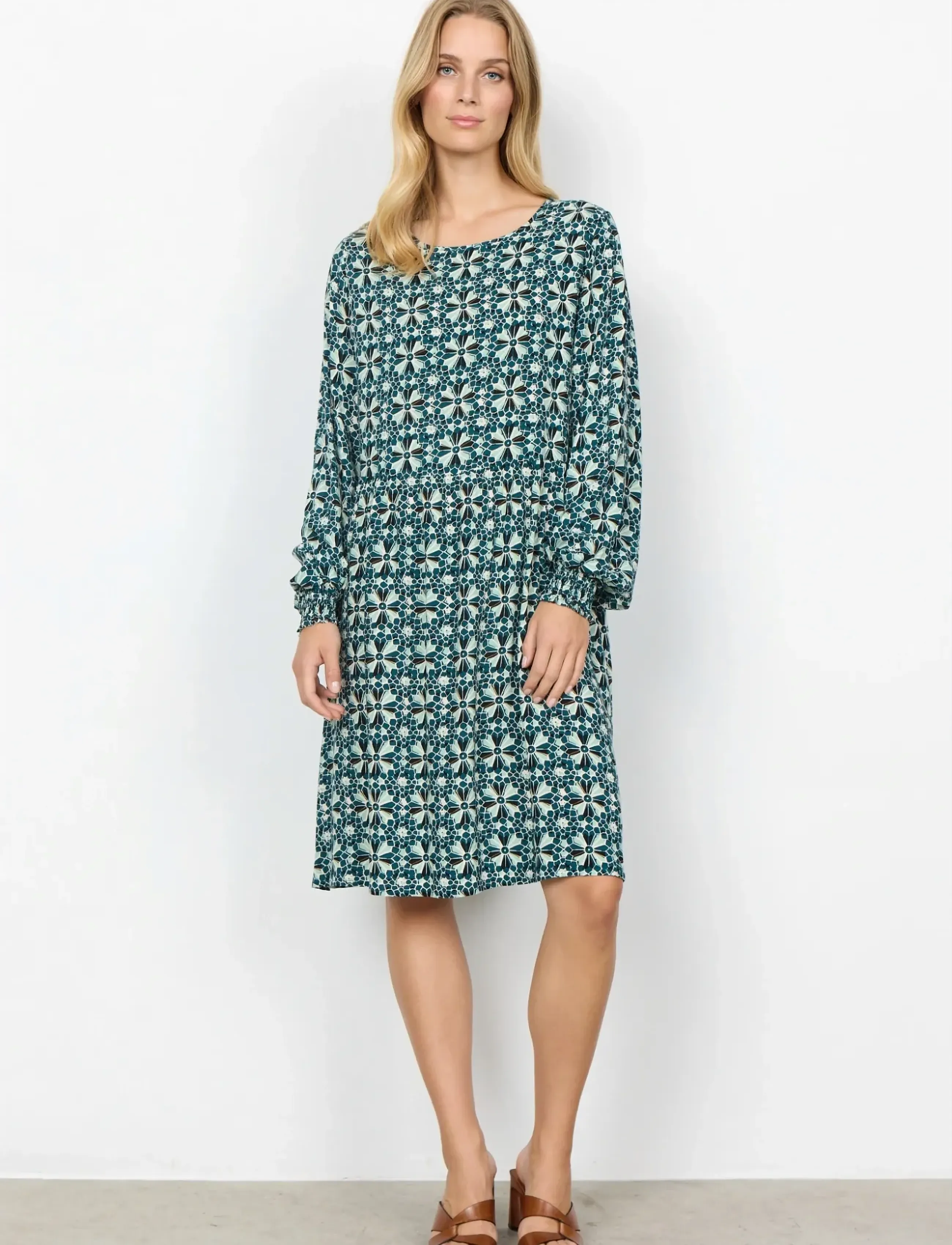 Soyaconcept - SC-TAMRA - midi kjoler - shady green combi - 4