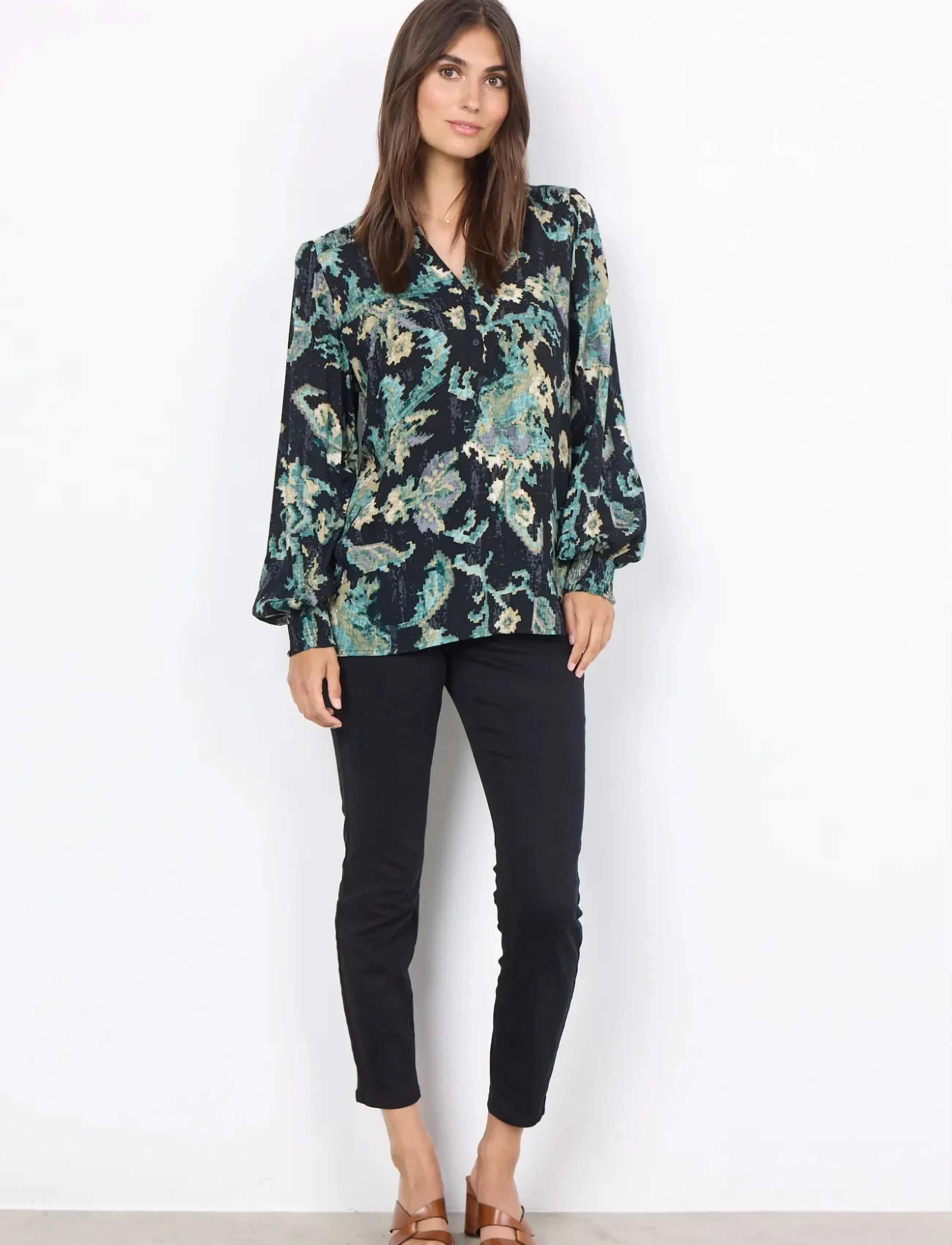 Soyaconcept - SC-TAKARI - langærmede bluser - shady green combi - 4