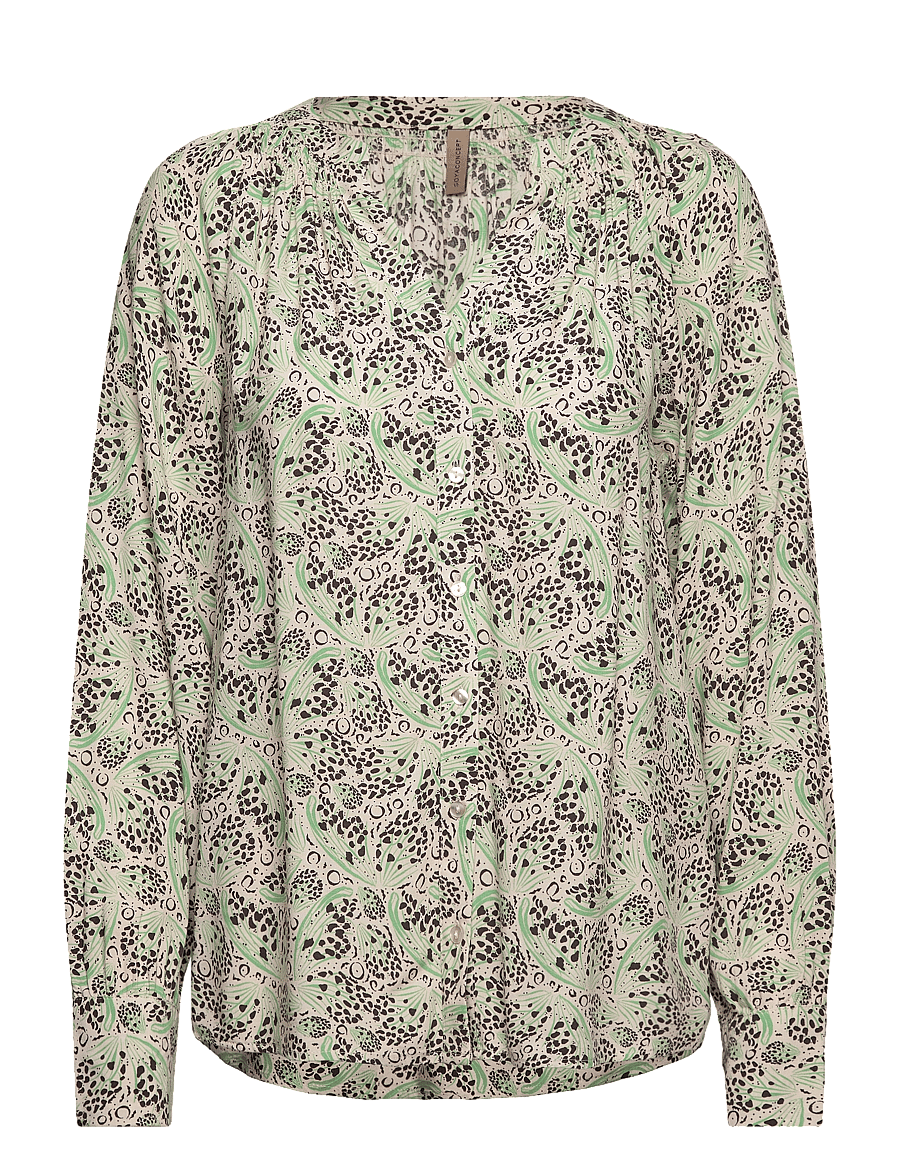 Soyaconcept - SC-AGNES - långärmade blusar - bright green combi - 1