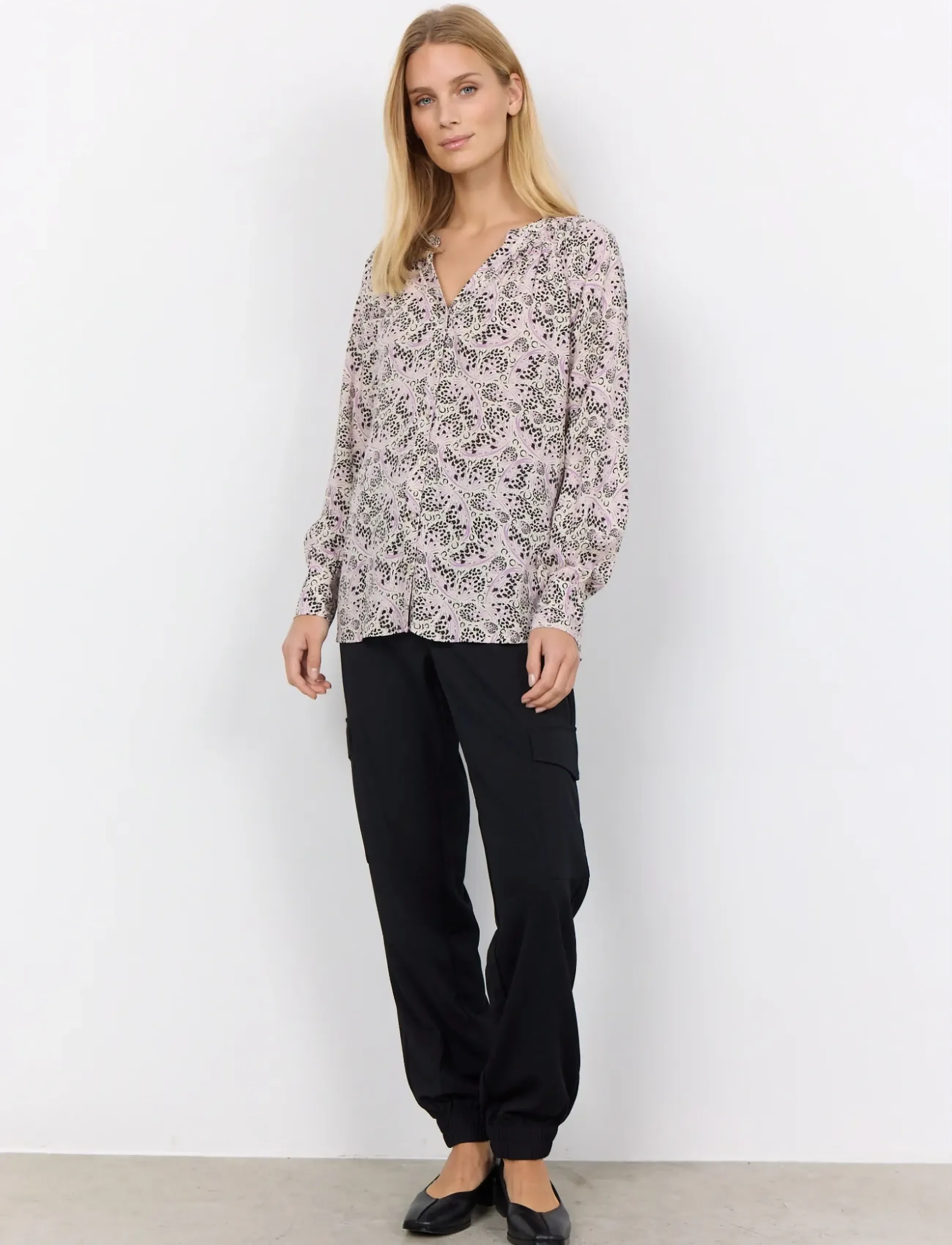 Soyaconcept - SC-AGNES - langærmede bluser - lilac breeze combi - 4