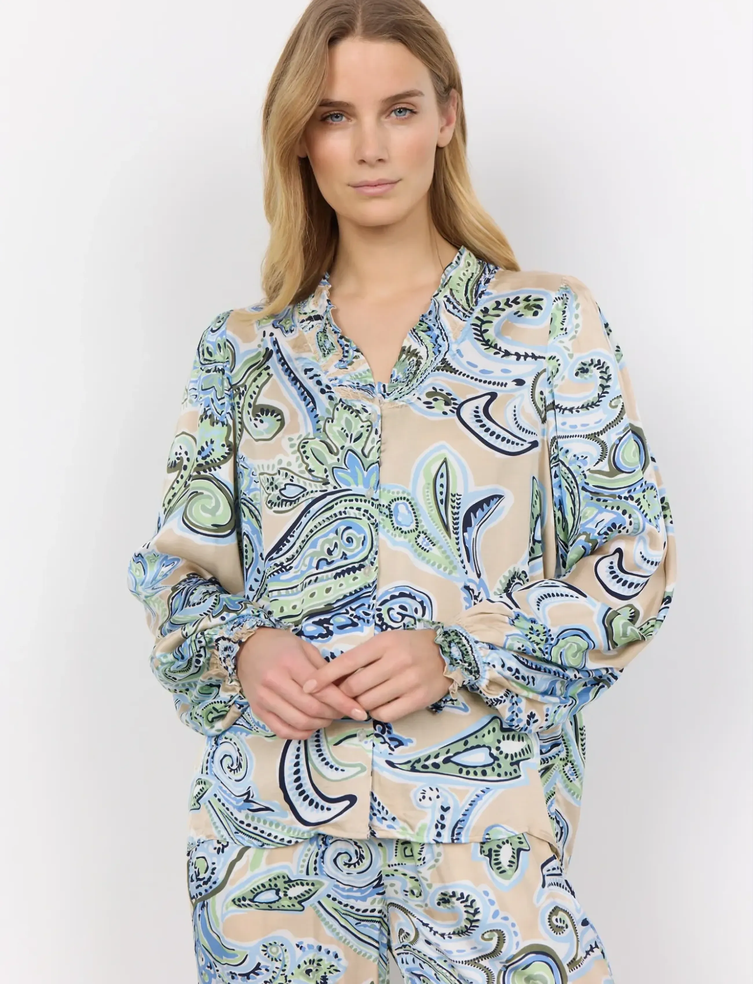Soyaconcept - SC-DORINA - langärmlige blusen - c crystal blue combi - 0
