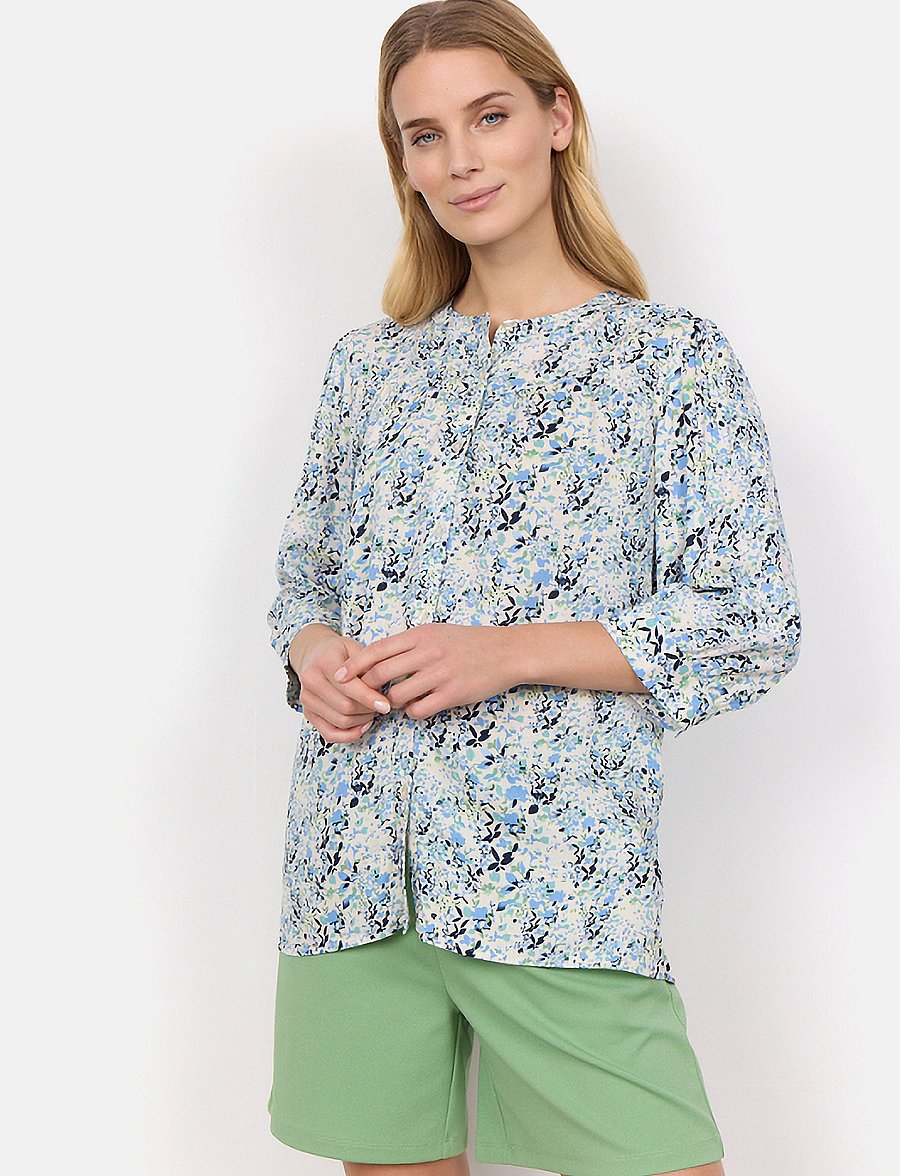 Soyaconcept - SC-DENIZ - langermede bluser - c crystal blue combi - 0