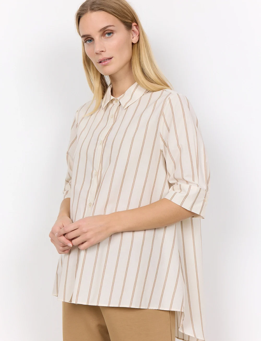 Soyaconcept - SC-FELINA - kortärmade skjortor - desert brown combi - 0