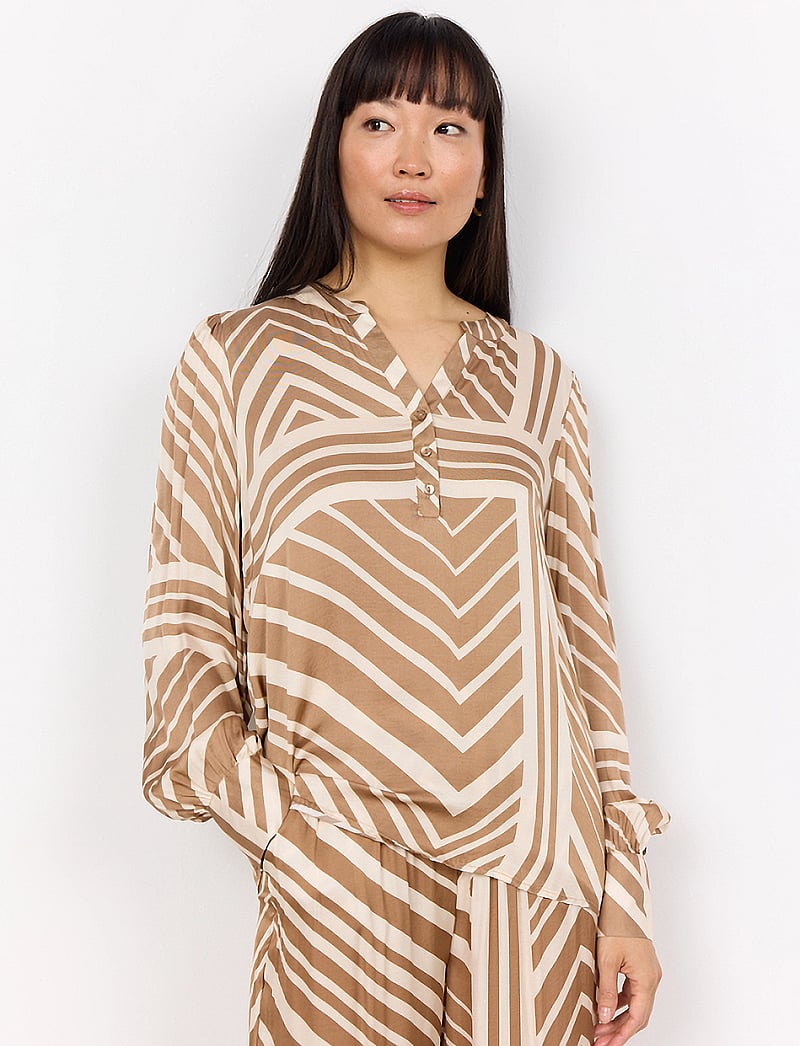 Soyaconcept - SC-FARO - long sleeved blouses - desert brown combi - 0