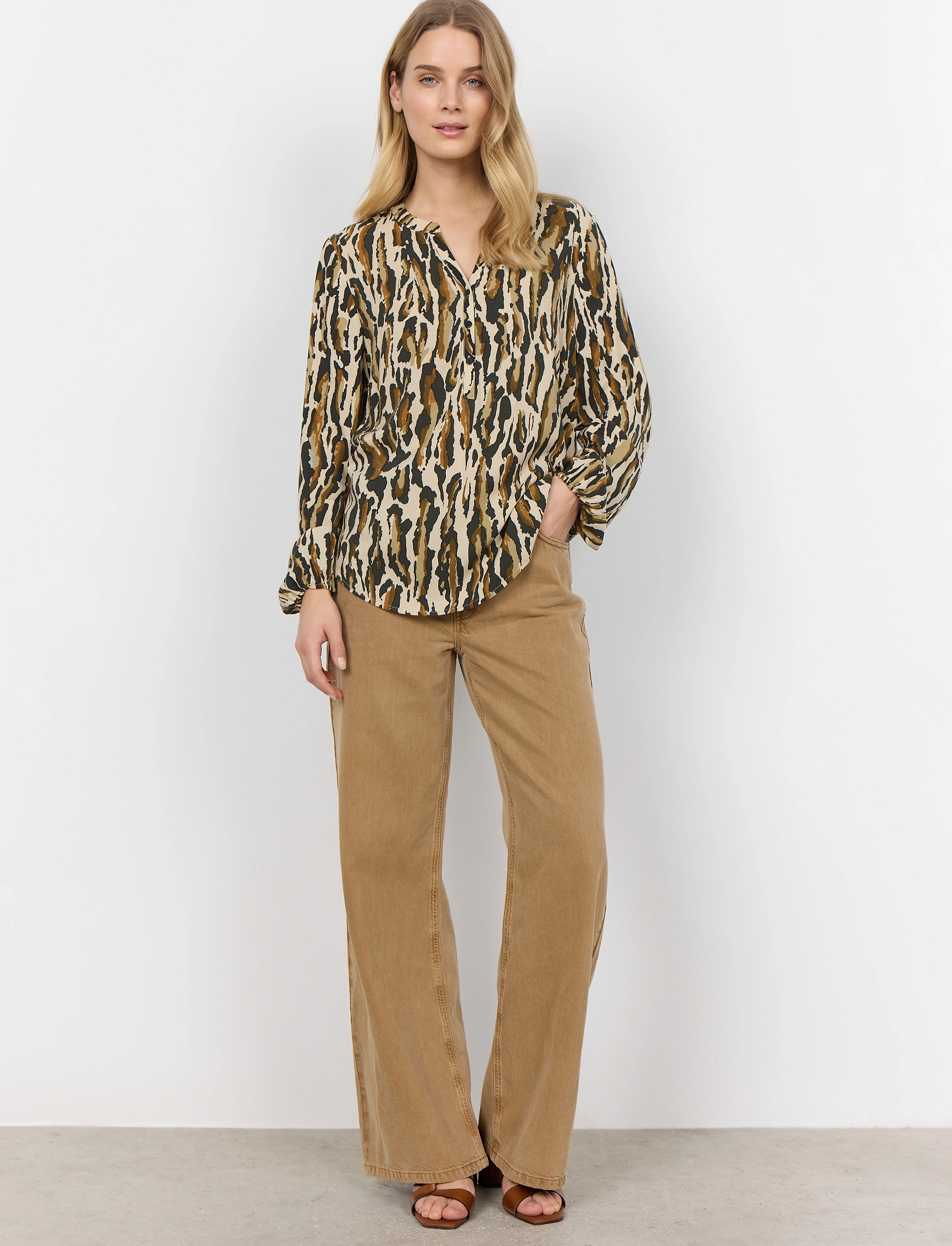 Soyaconcept - SC-IONA - langärmlige blusen - olive combi - 4