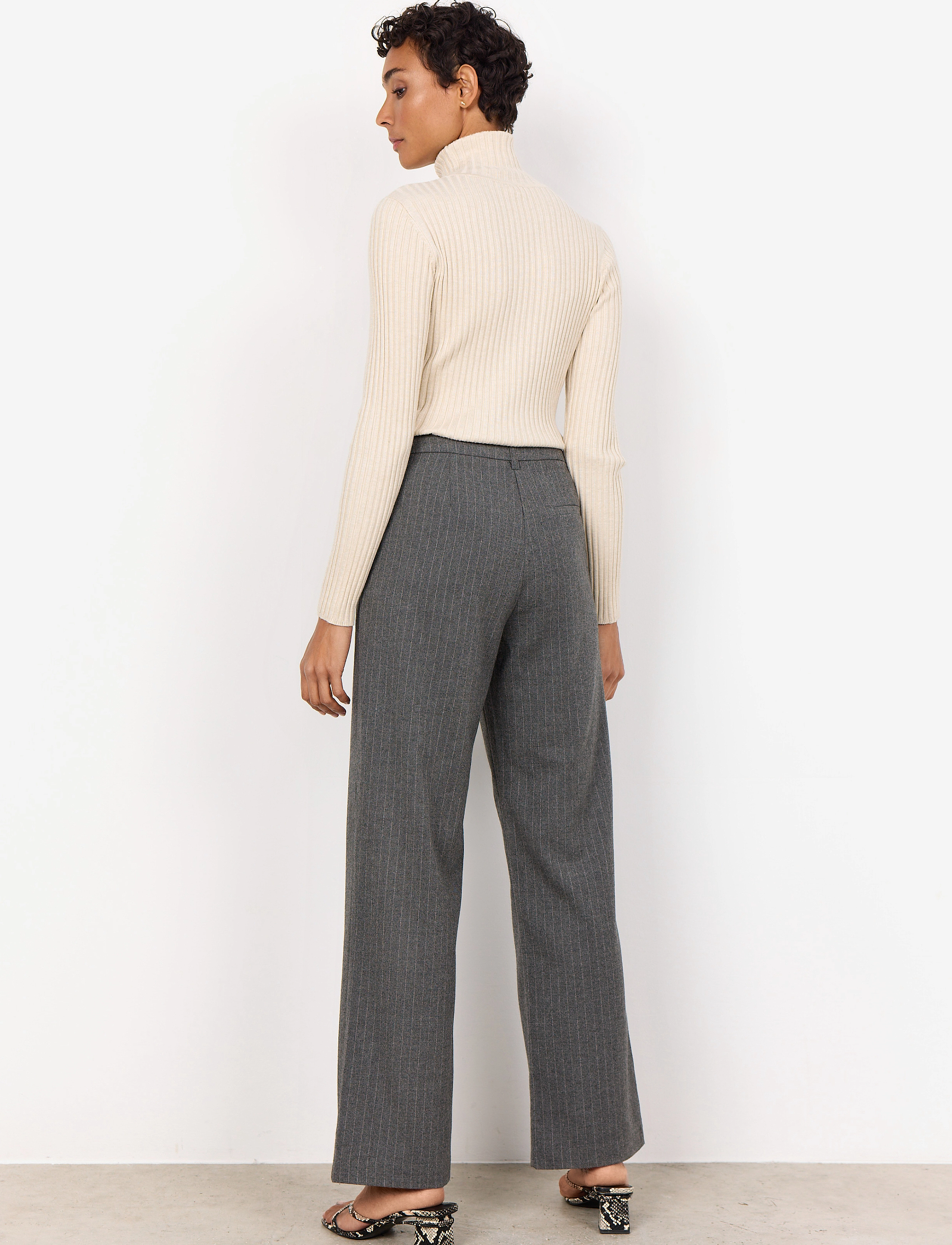 Soyaconcept - SC-ISABELLE - sirge säärega püksid - dk grey melange combi - 3