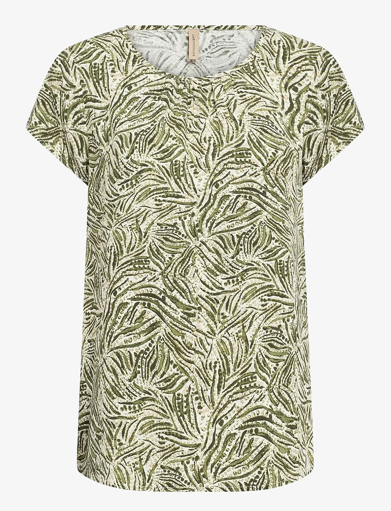 Soyaconcept - SC-REGINE - kurzämlige blusen - calliste green combi - 0