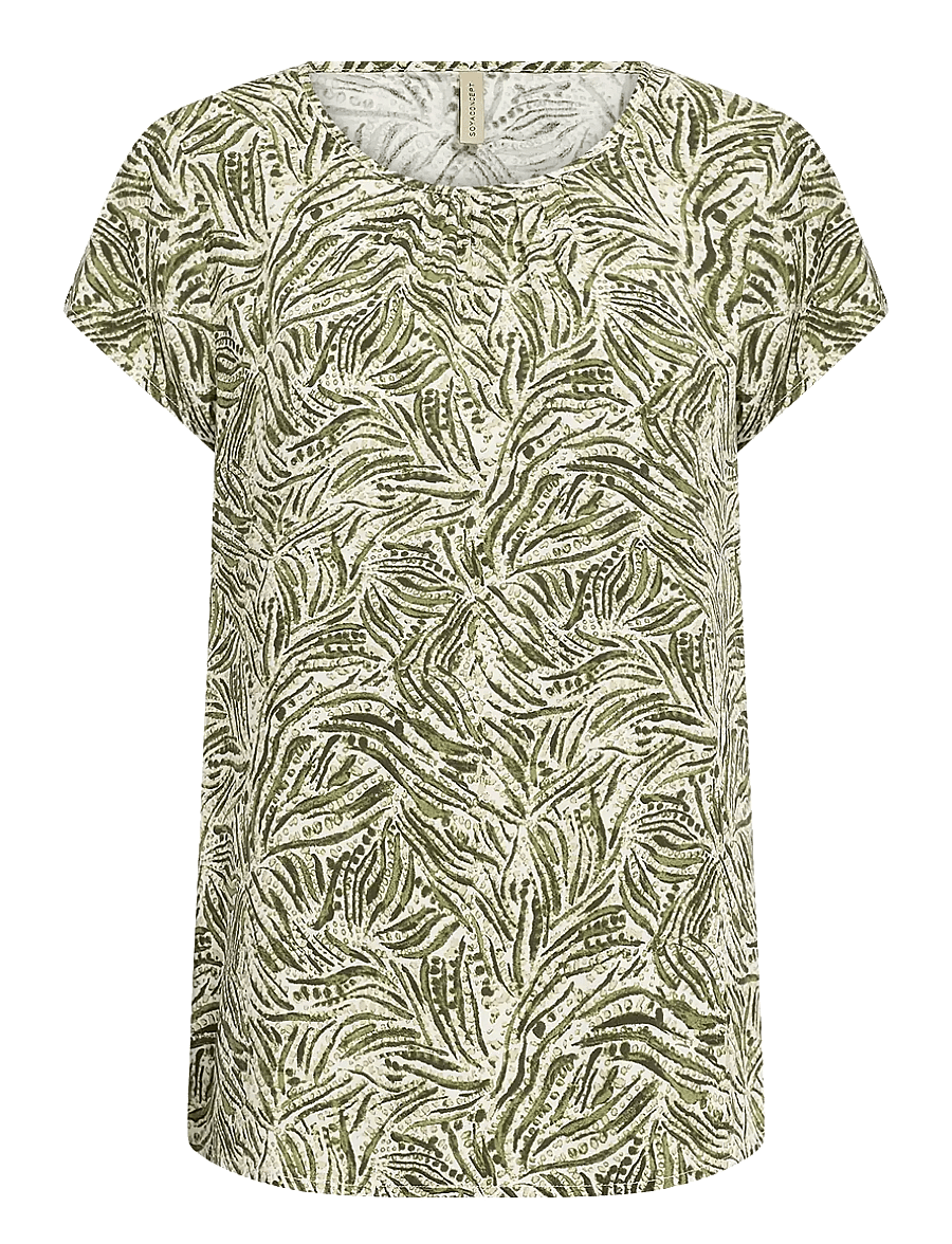 Soyaconcept - SC-REGINE - kurzärmelige blusen - calliste green combi - 1