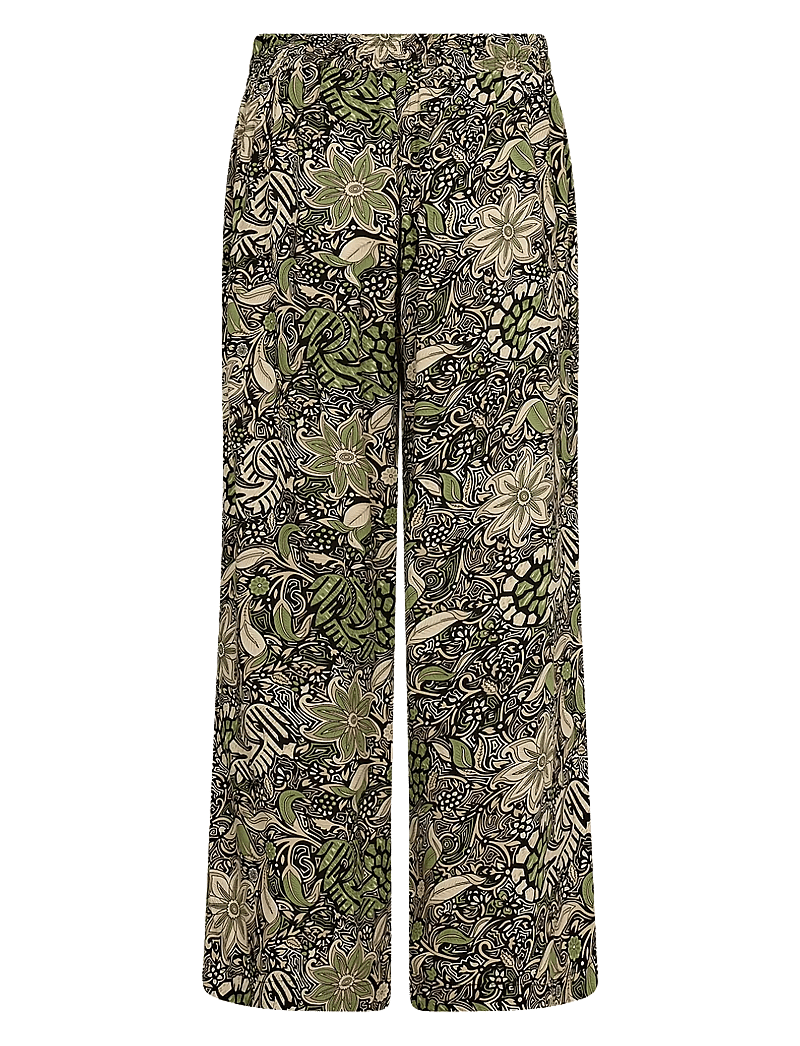 Soyaconcept - SC-ROSINE - bukser med brede ben - calliste green combi - 2