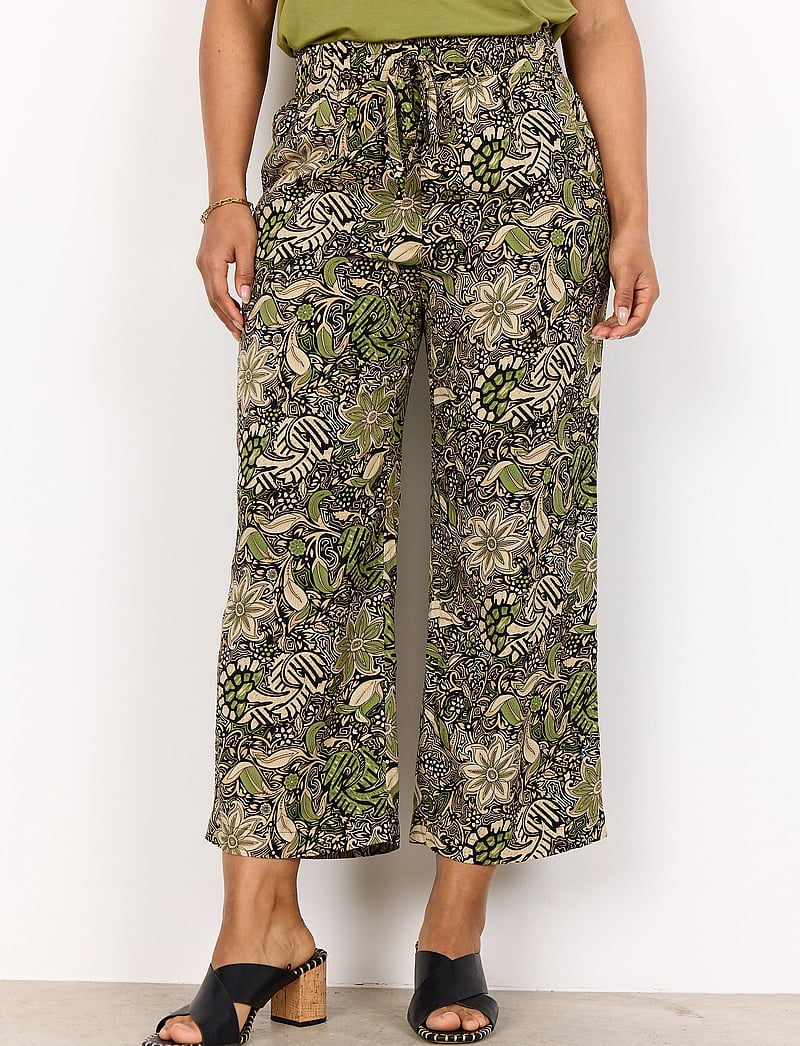 Soyaconcept - SC-ROSINE - bukser med brede ben - calliste green combi - 3