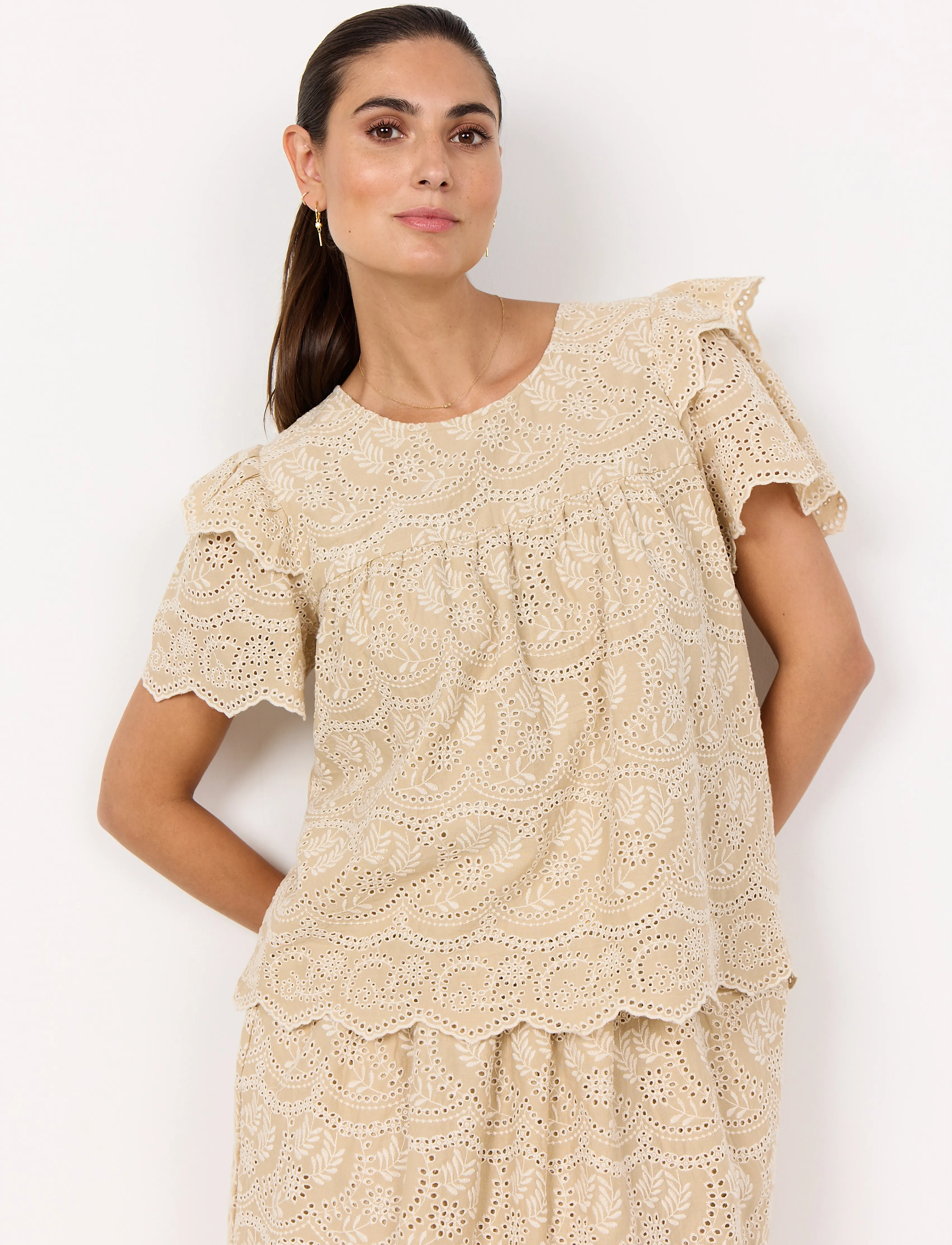 Soyaconcept - SC-RAHEEN - kortermede bluser - sand combi - 3