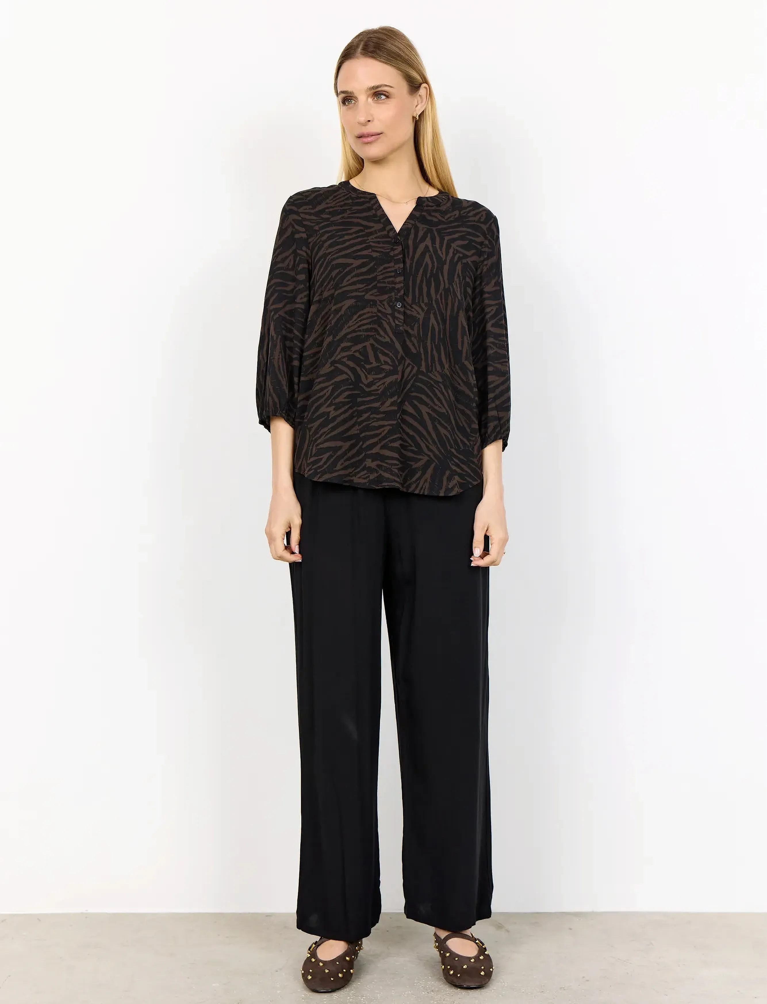Soyaconcept - SC-SADE - langärmlige blusen - 8694c hot fudge combi - 4