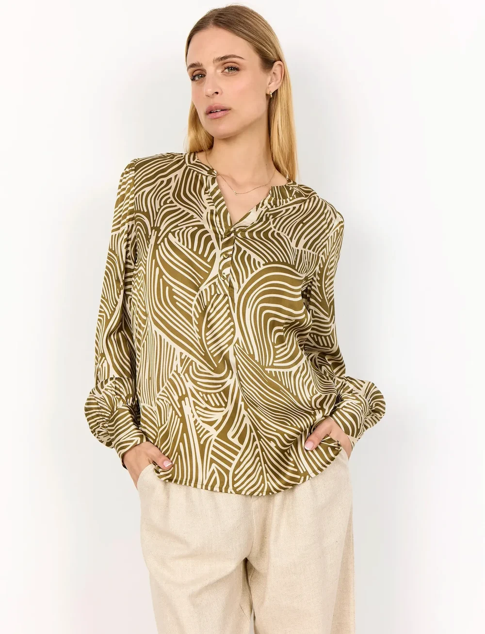 Soyaconcept - SC-SIGNORA - langærmede bluser - 7230 misty olive combi - 0