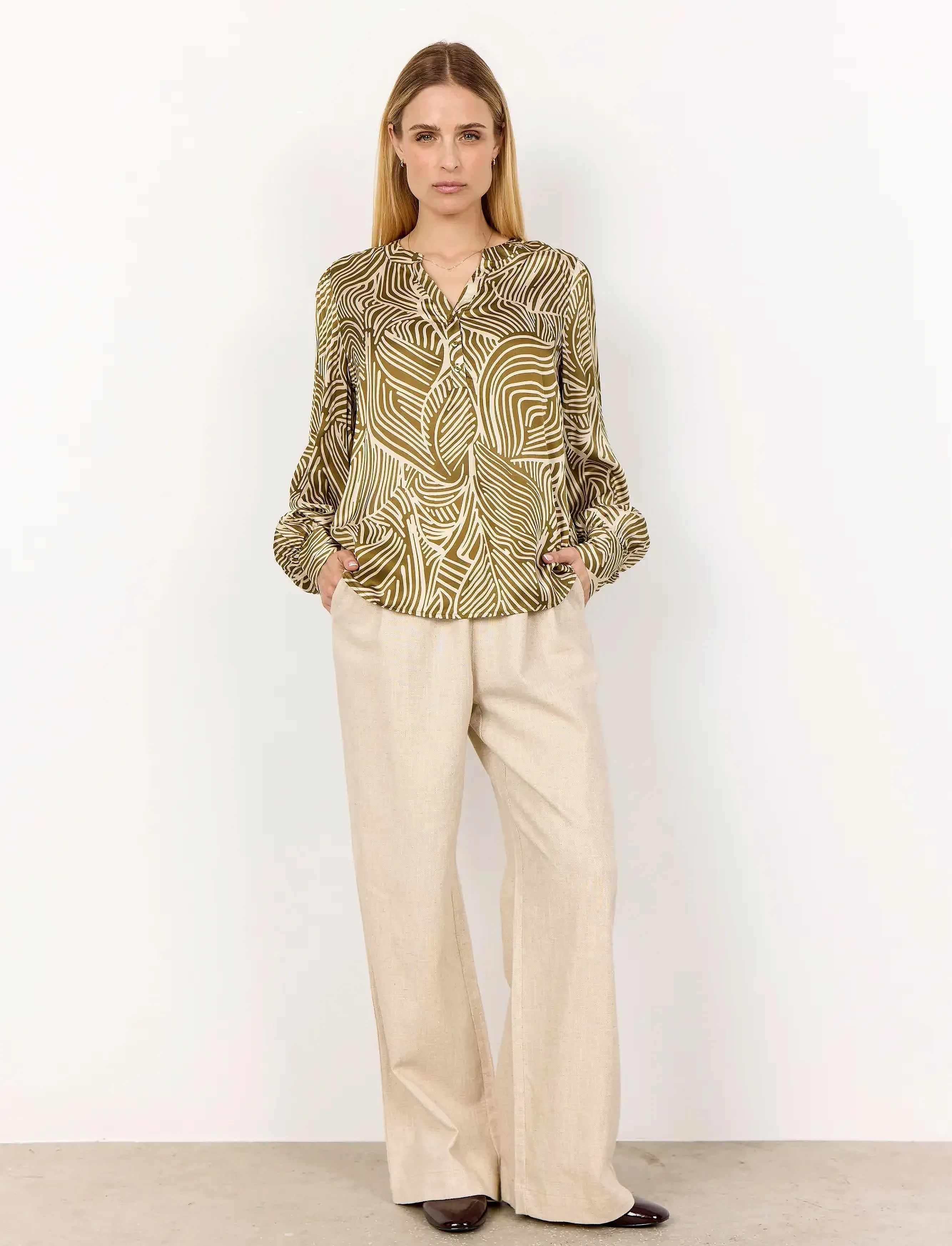 Soyaconcept - SC-SIGNORA - pikkade varrukatega pluusid - 7230 misty olive combi - 4