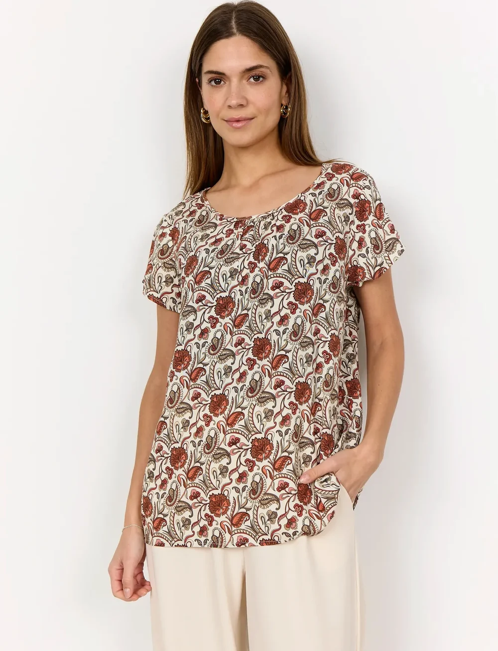 Soyaconcept - SC-SAMEA - kortærmede bluser - 4577c mineral red combi - 0