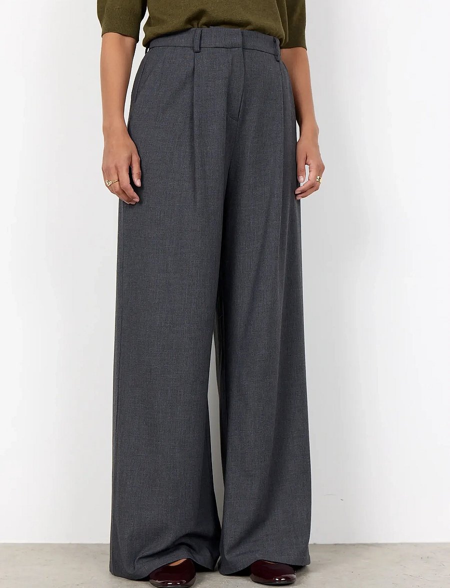 Soyaconcept - SC-VENUS - leveälahkeiset housut - 99870 dark earth melange - 4