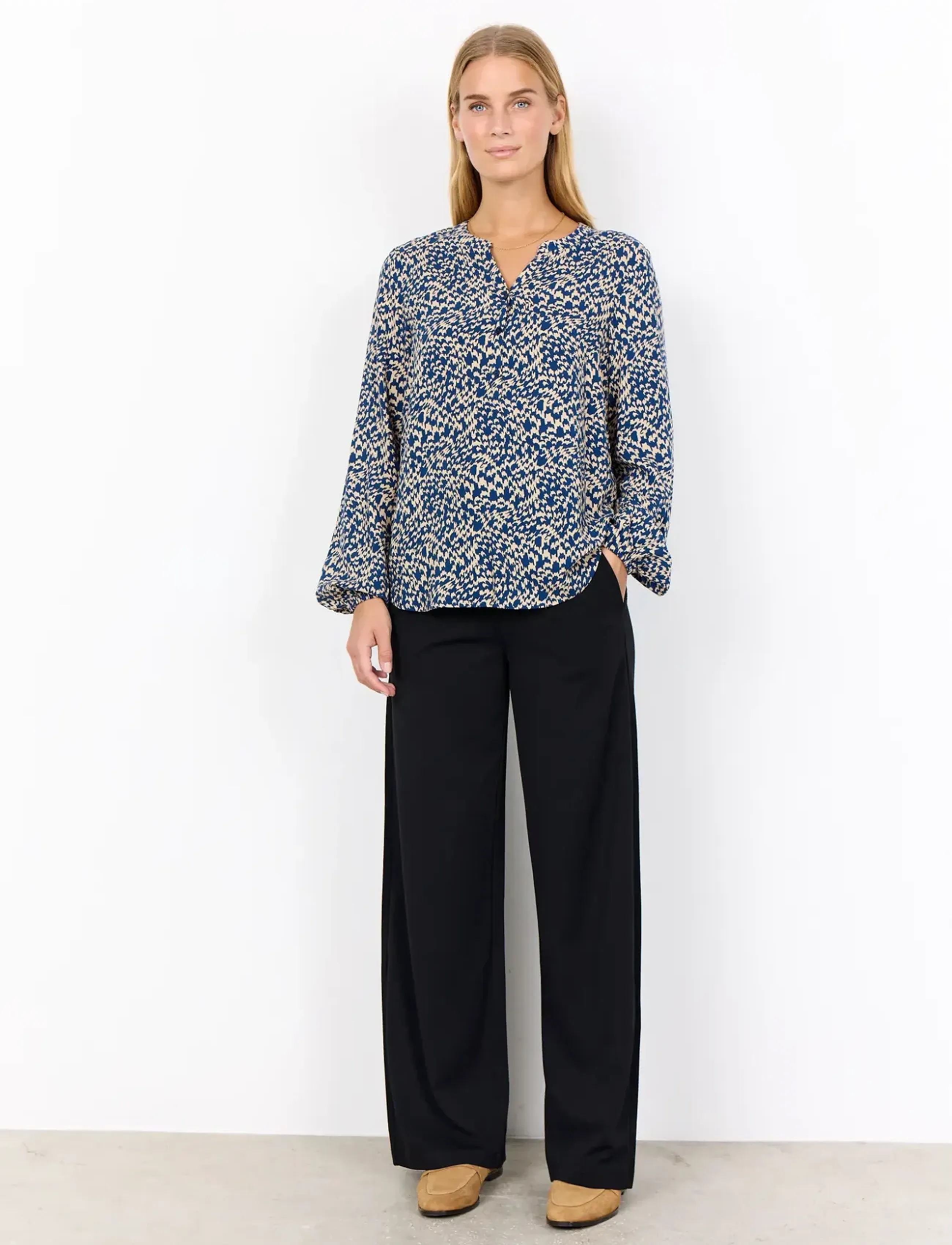 Soyaconcept - SC-VAN - langermede bluser - 6832c estate blue combi - 4