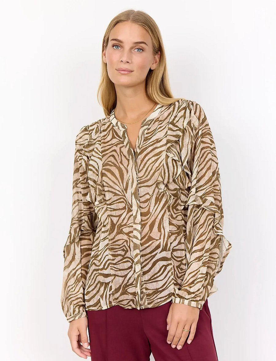 Soyaconcept - SC-VALBORG - pikkade varrukatega pluusid - 7965c dark olive combi - 0