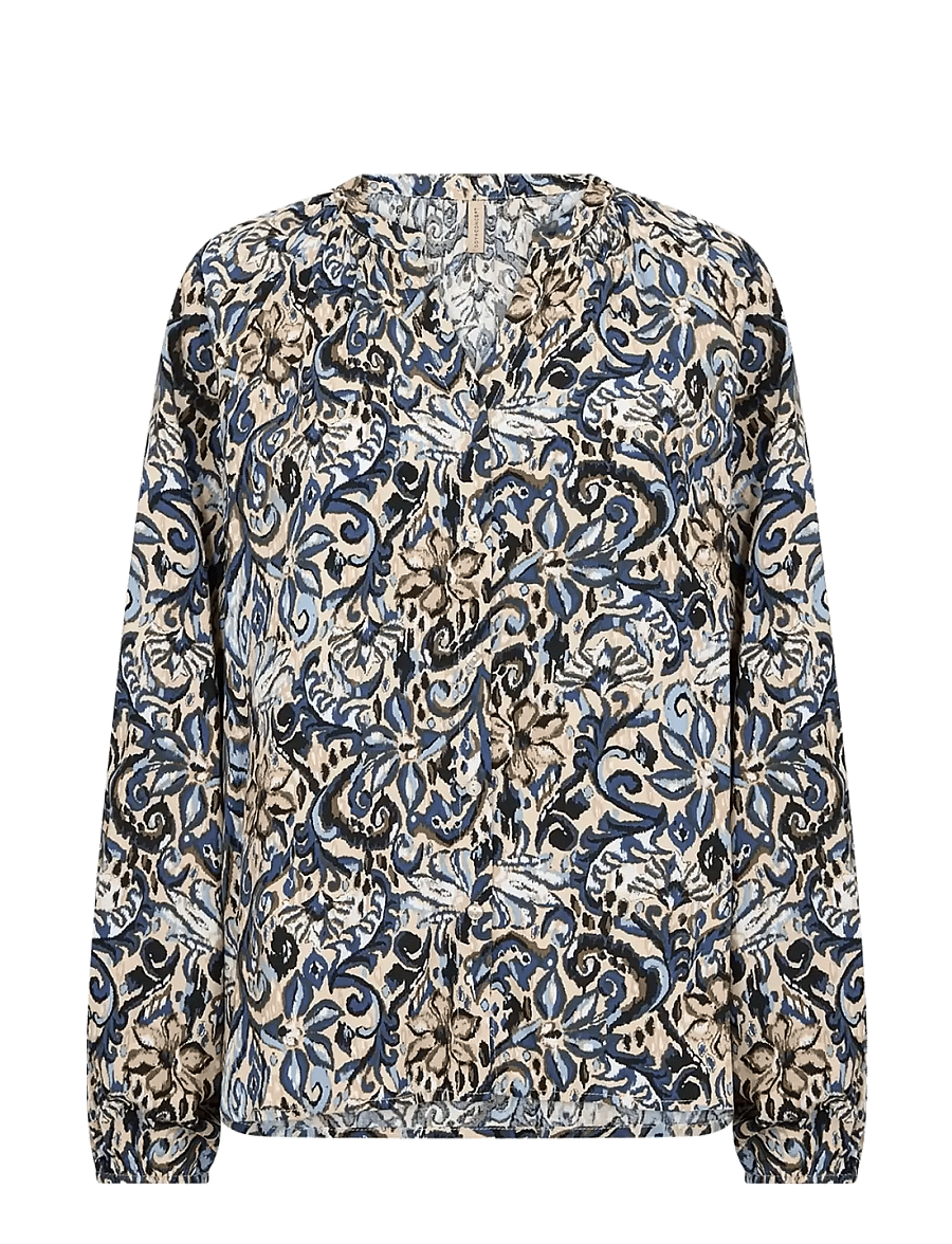 Soyaconcept - SC-VAVA - langärmelige blusen - 6832c estate blue combi - 1