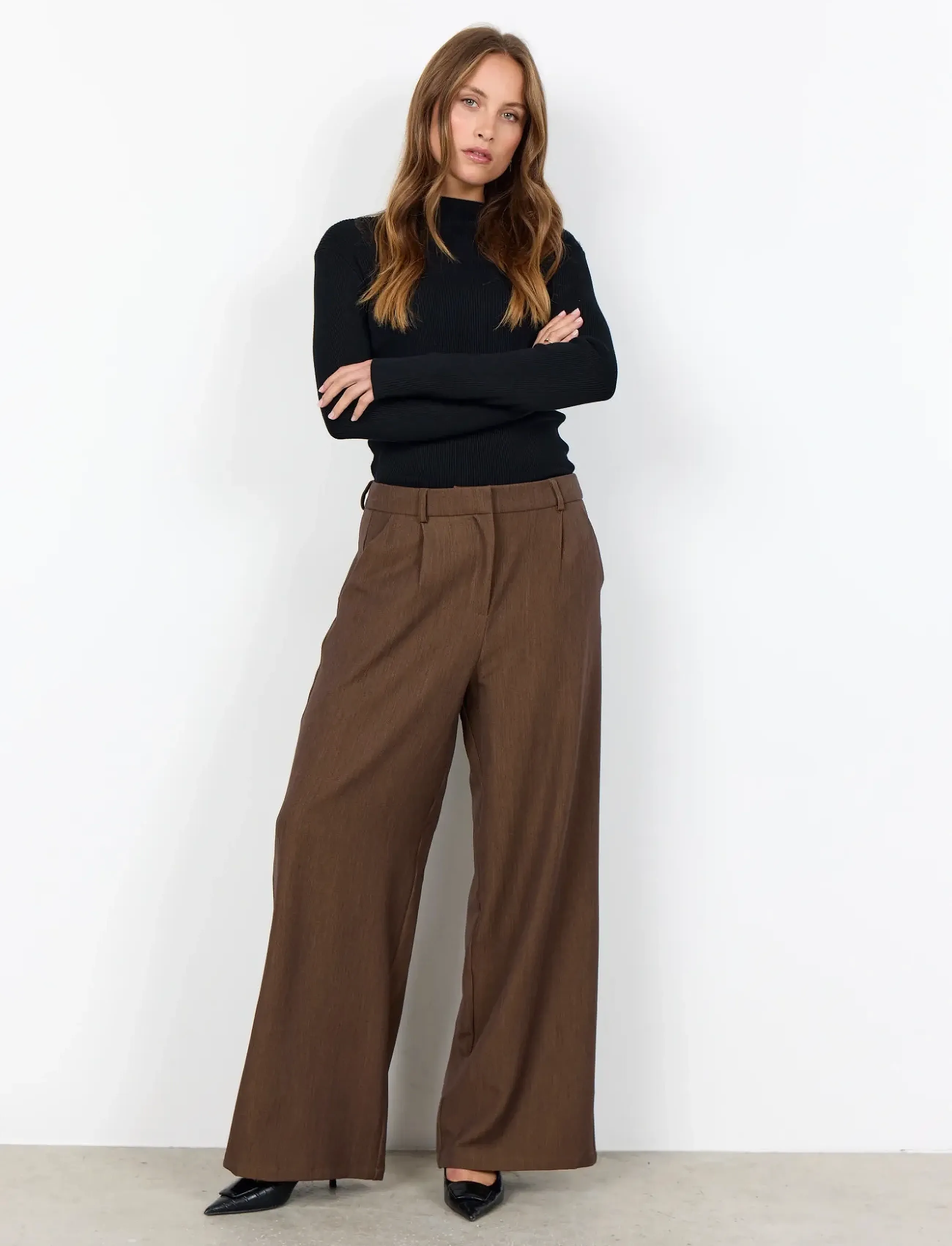 Soyaconcept SC-ANN - Wide leg trousers - 98710 TOFFEE MELANGE / brown