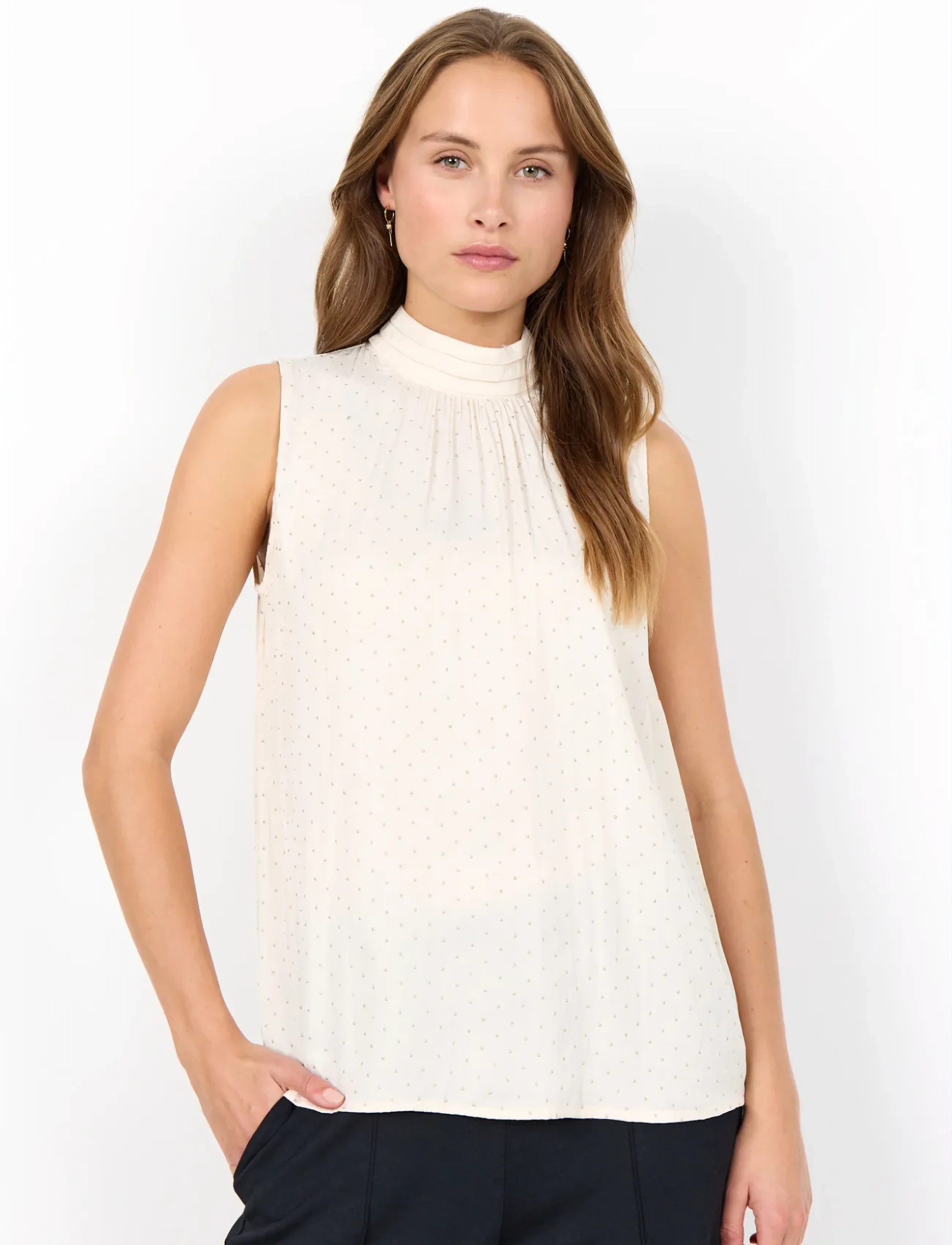 Soyaconcept SC-ALAINE - Ärmellose blusen - 1620 CREAM COMBI / cream